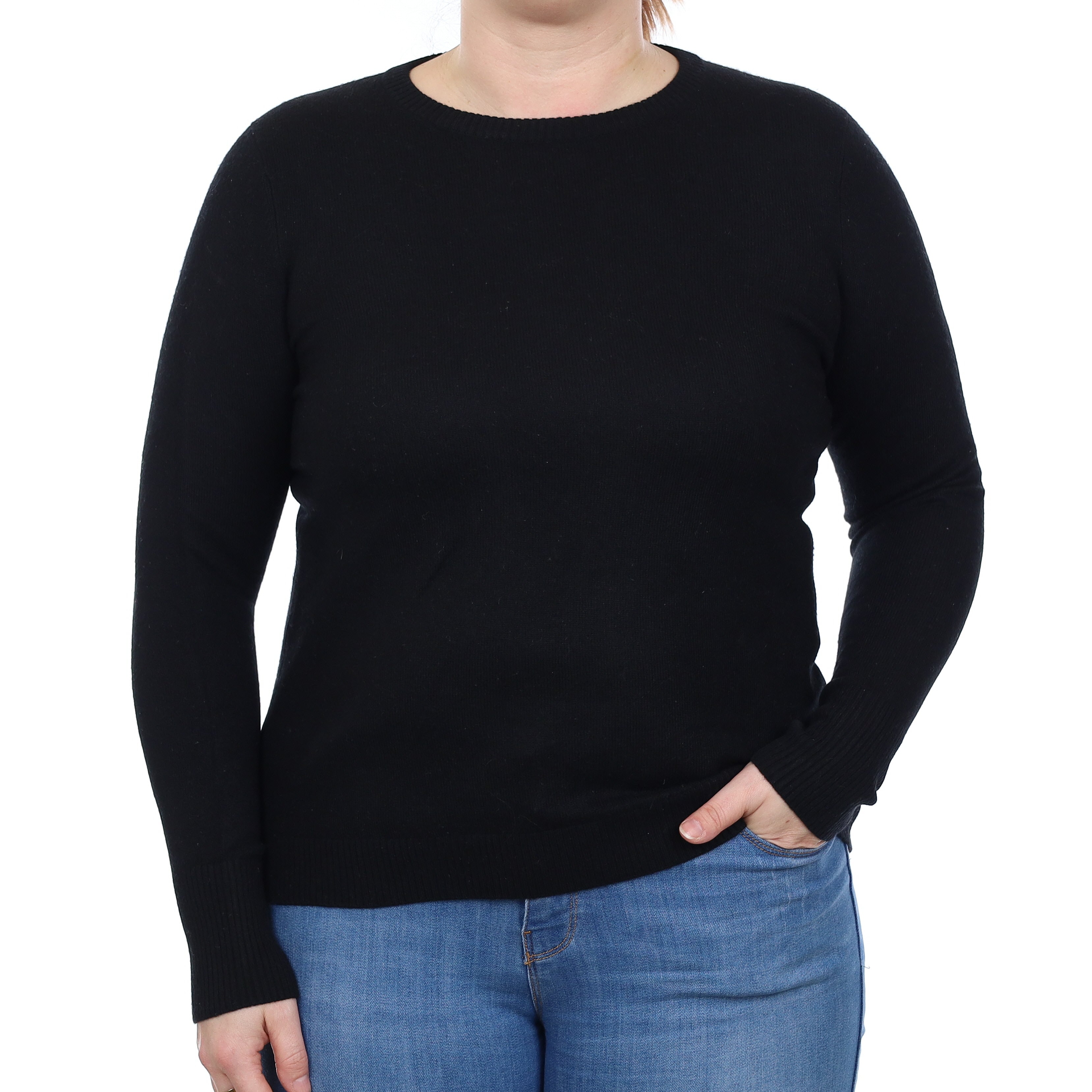 Black Cashmere Crew Neck Jumper Large