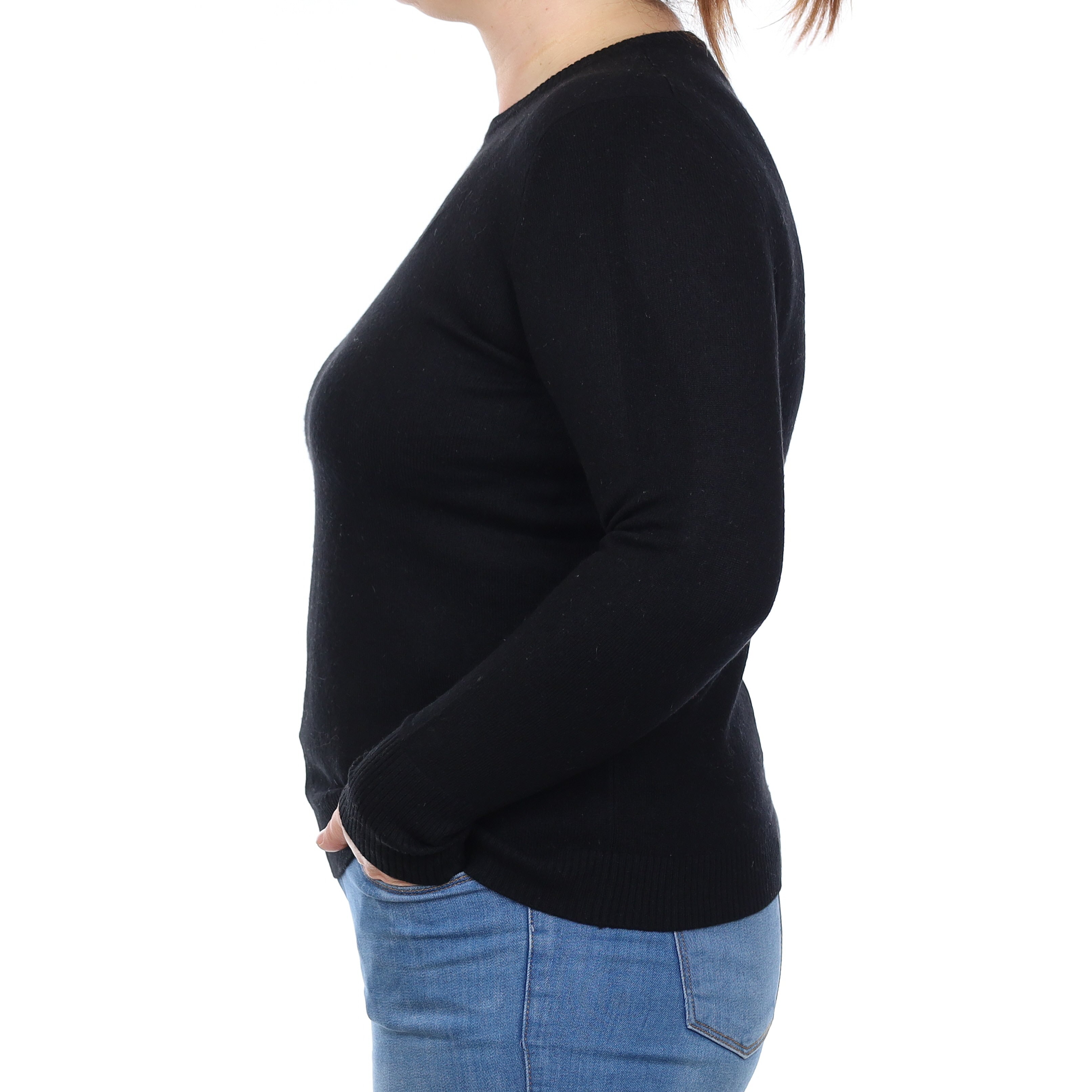 Black Cashmere Crew Neck Jumper Large