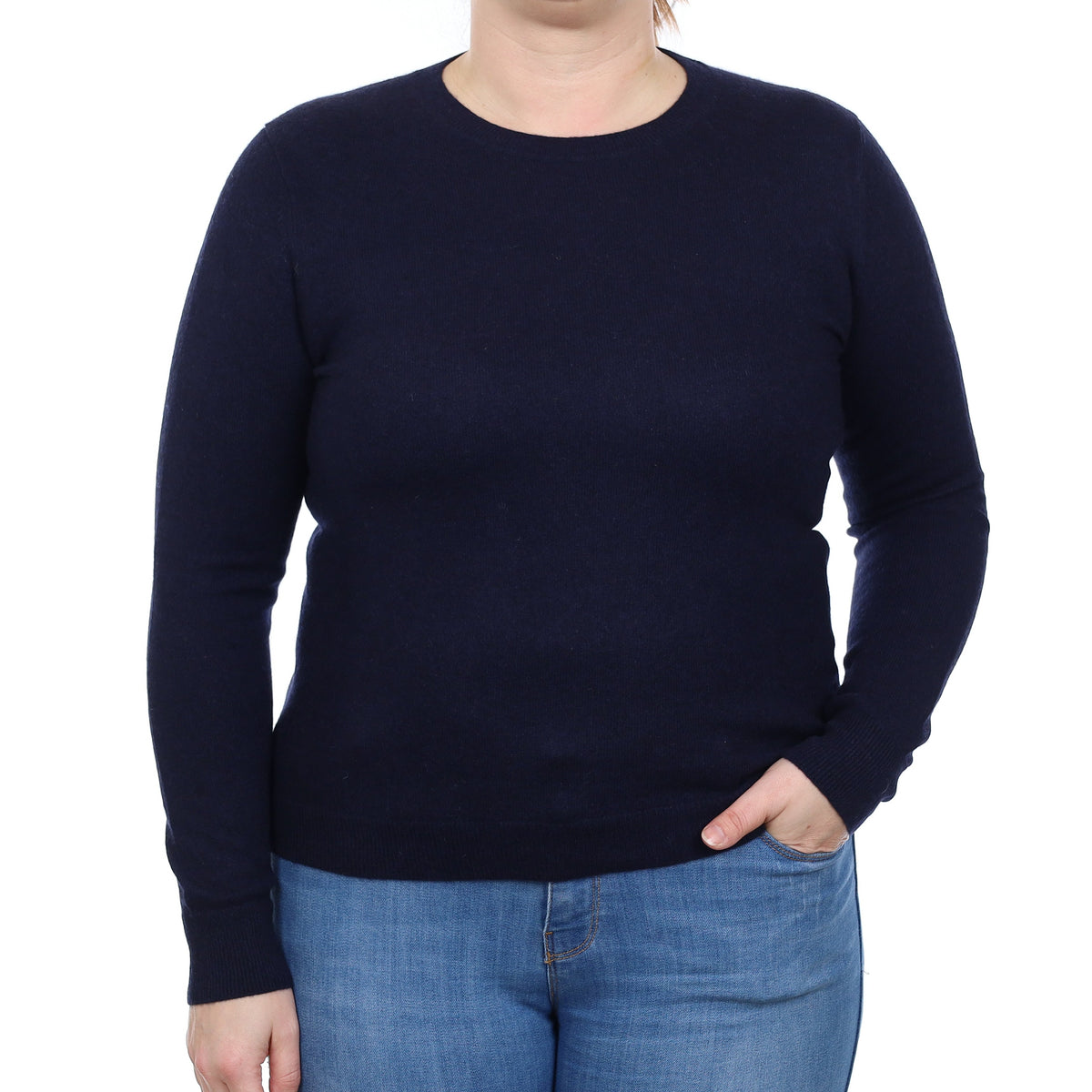 Navy Blue Cashmere Crew Neck Jumper Large