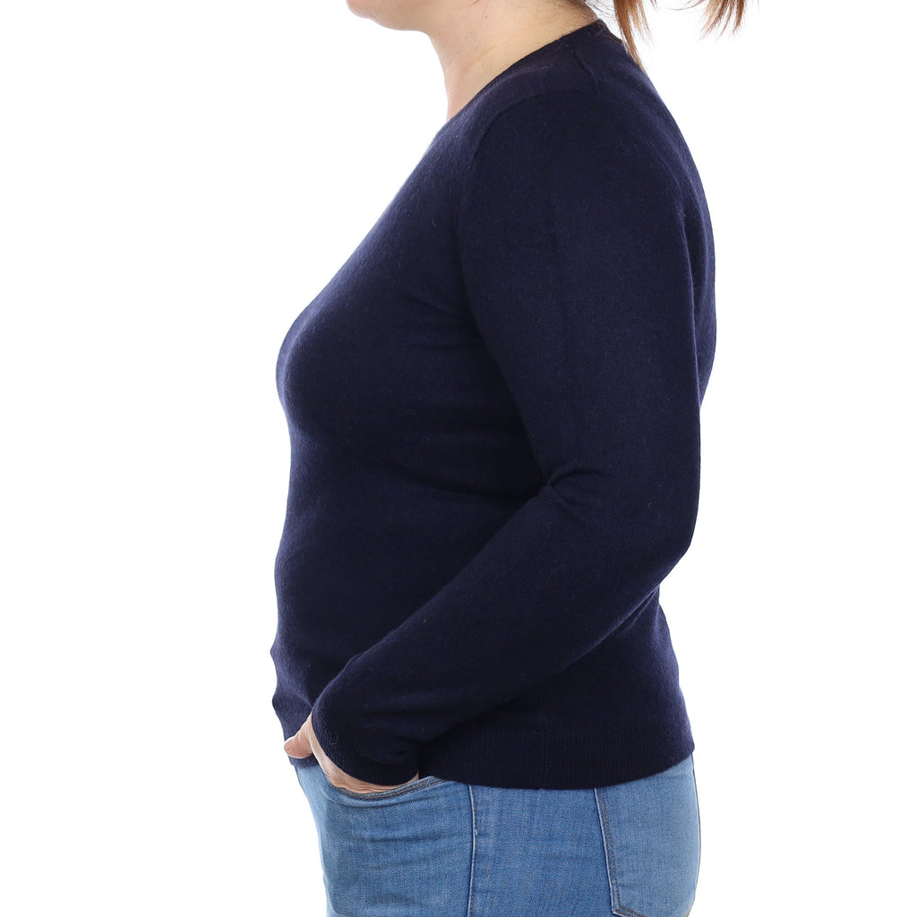 Navy Blue Cashmere Crew Neck Jumper Large