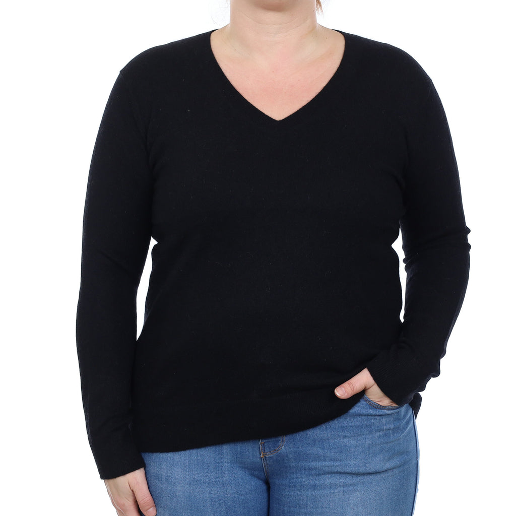 Vince Black Cashmere V Neck Jumper Large
