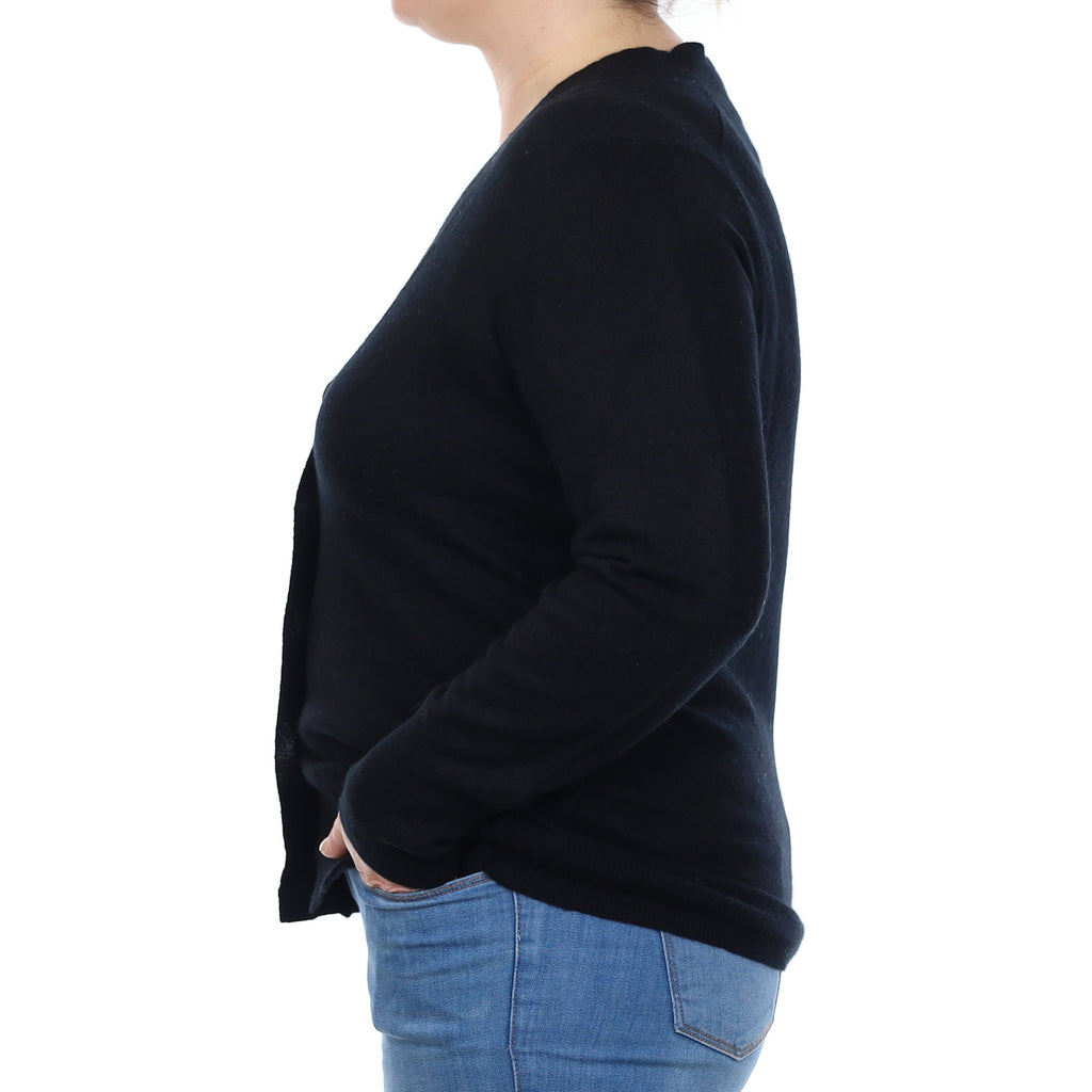Neiman Marcus Black Cashmere Longline V Neck Cardigan Large