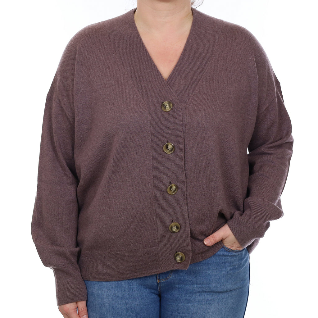 Pebble Purple Cashmere V Neck Cardigan Large