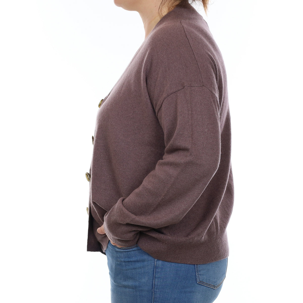Pebble Purple Cashmere V Neck Cardigan Large