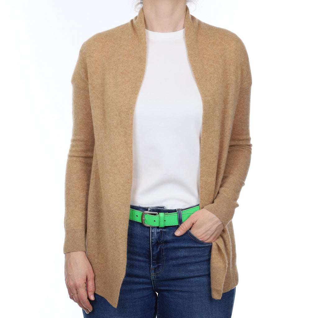 Caramel Brown Cashmere Edge to Edge Cardigan Small