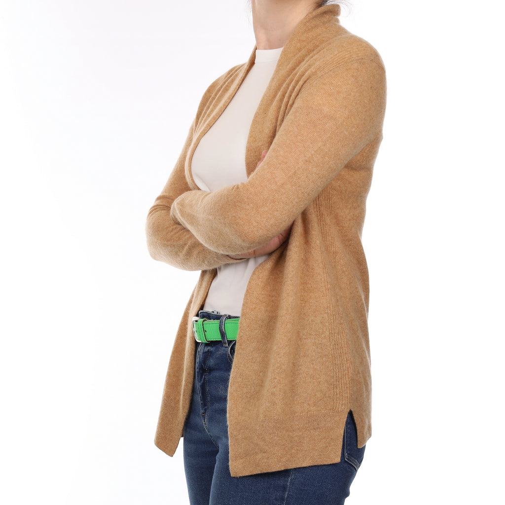 Caramel Brown Cashmere Edge to Edge Cardigan Small