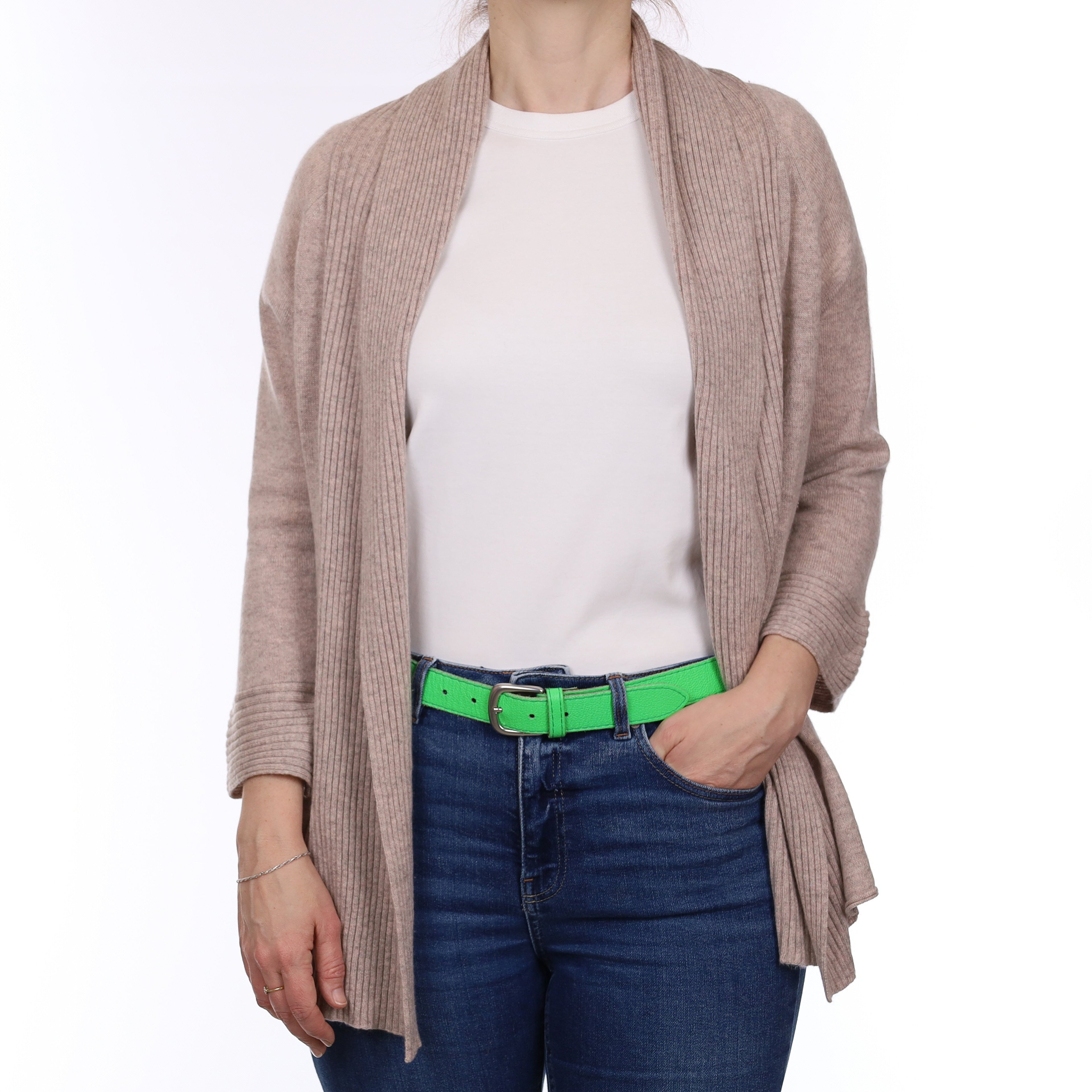 Repeat Fawn Beige Cashmere Edge to Edge Cardigan Small