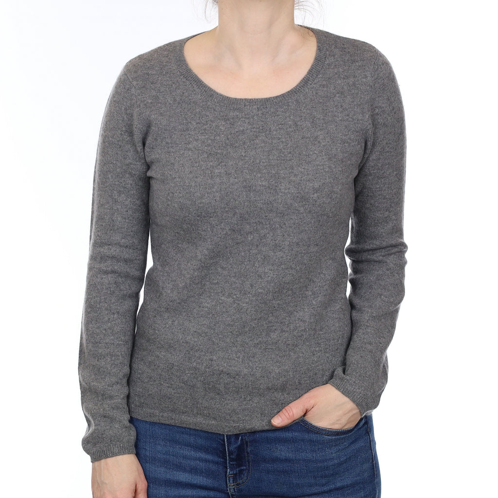 Slate Grey Cashmere Scoop Neck Jumper Small