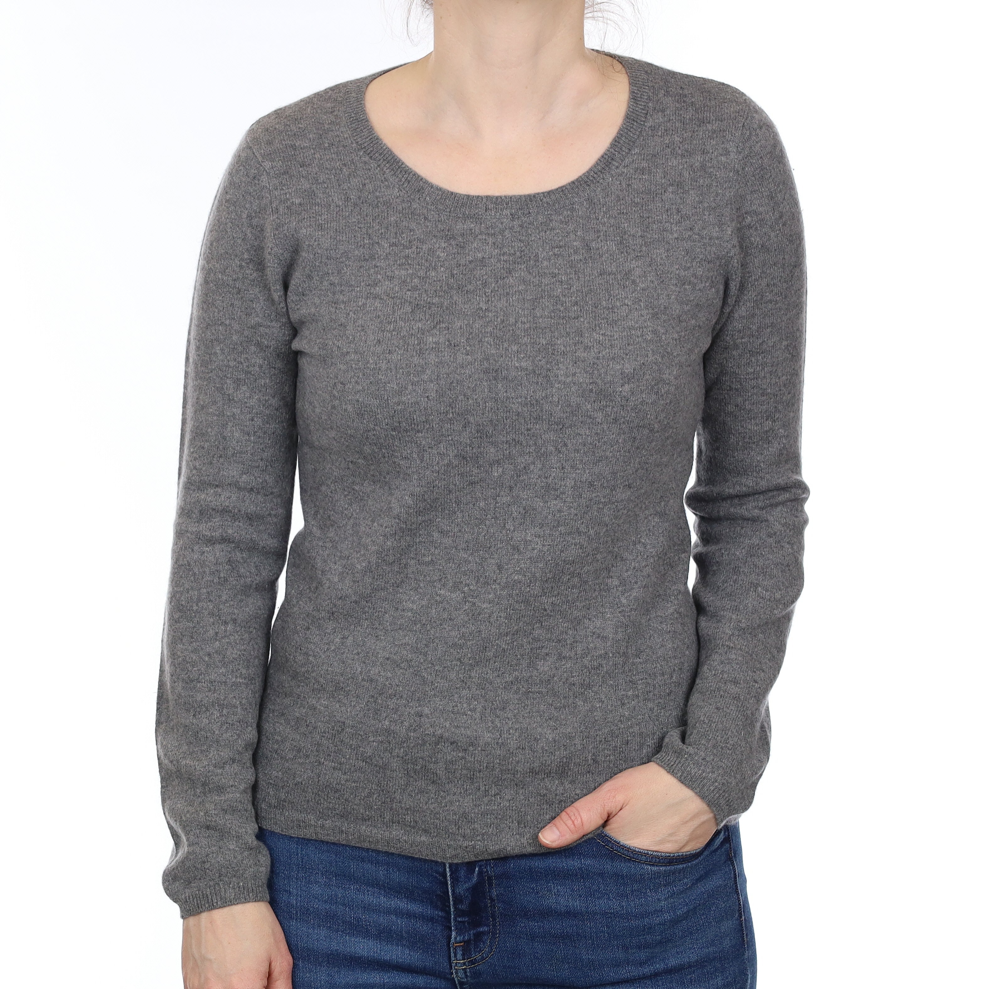 Slate Grey Cashmere Scoop Neck Jumper Small