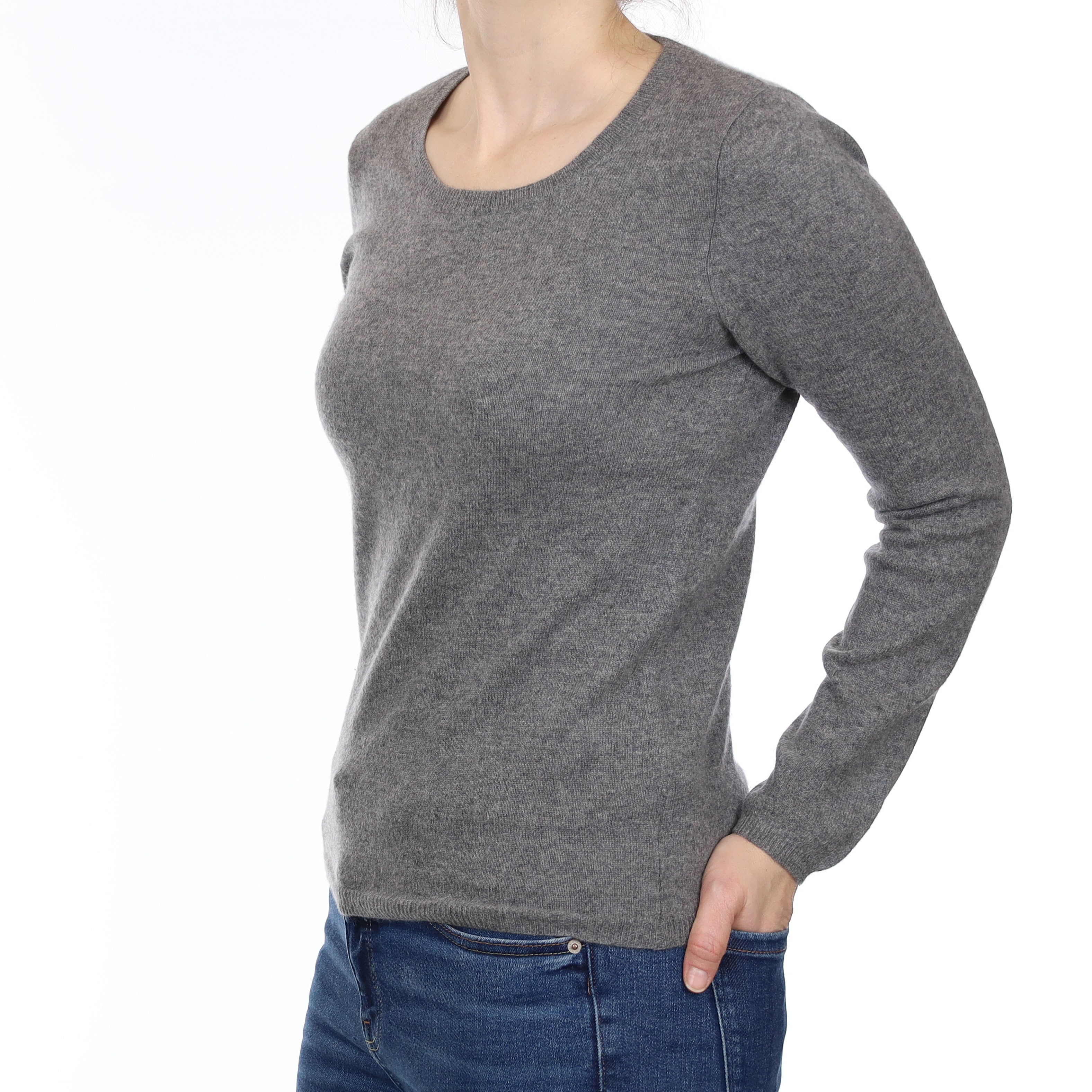 Slate Grey Cashmere Scoop Neck Jumper Small