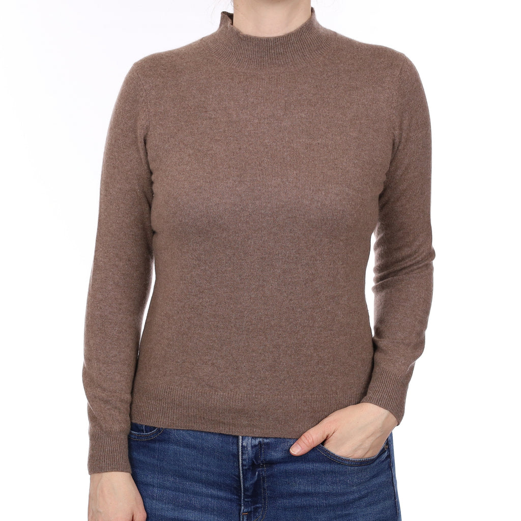 Taupe Brown Cashmere Turtleneck Jumper Small