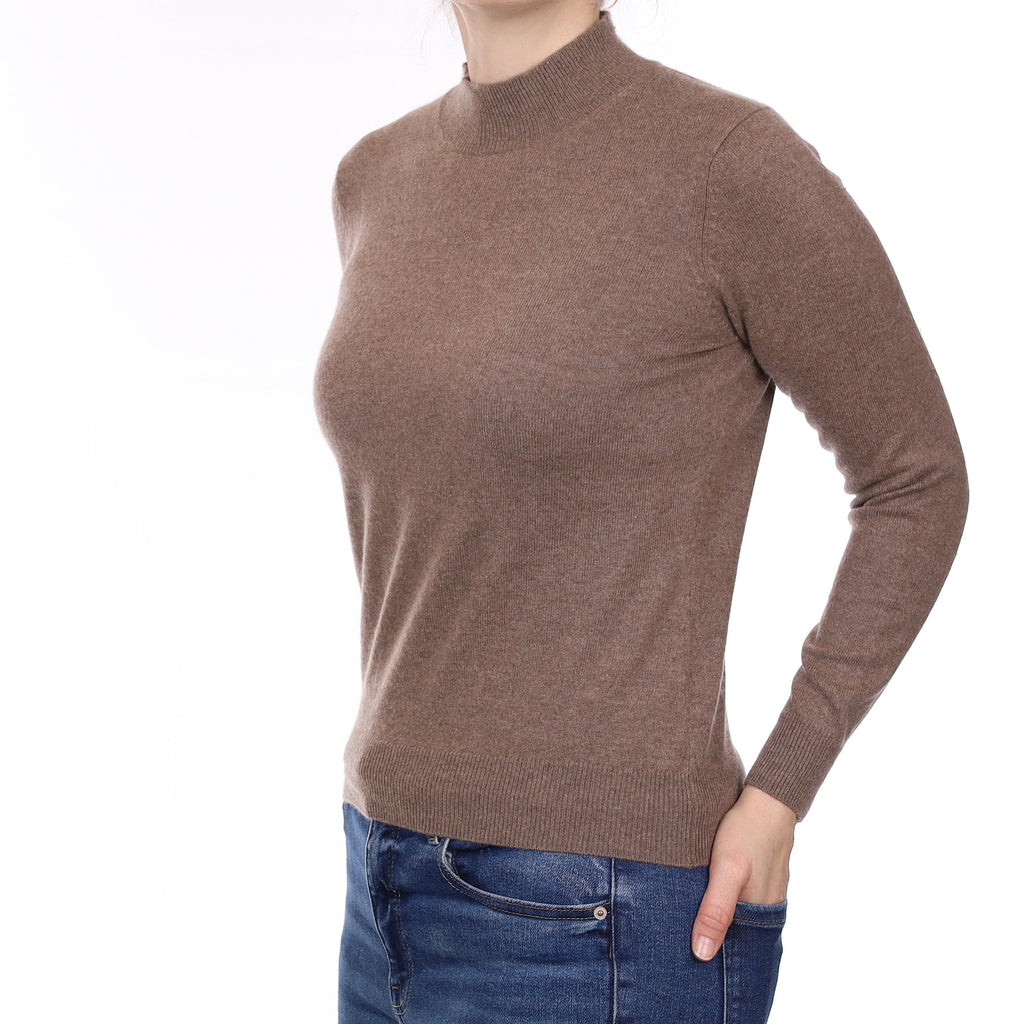 Taupe Brown Cashmere Turtleneck Jumper Small