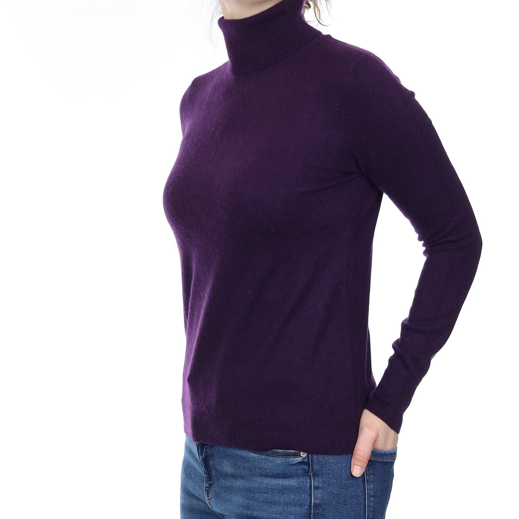 Shadow Purple Cashmere Polo Neck Jumper Small