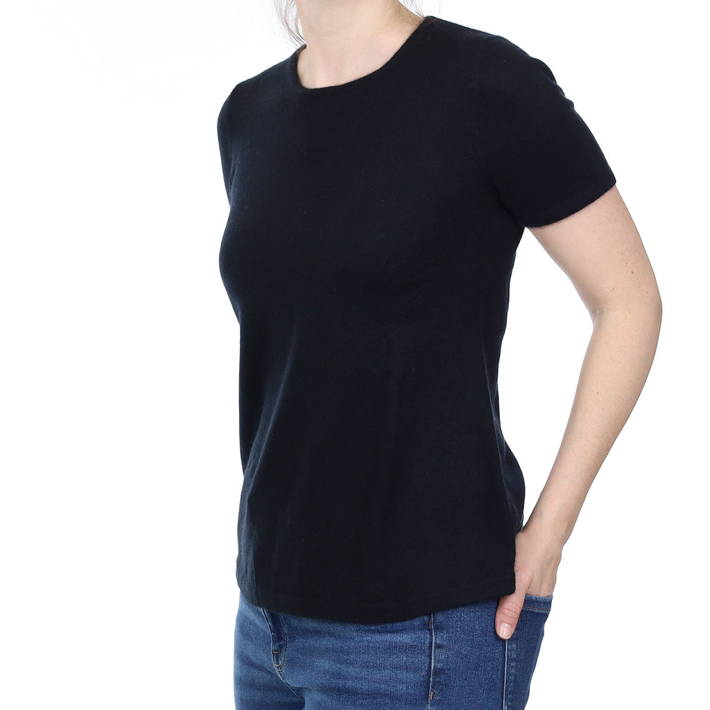 Black Cashmere Short Sleeve Crew Neck Small