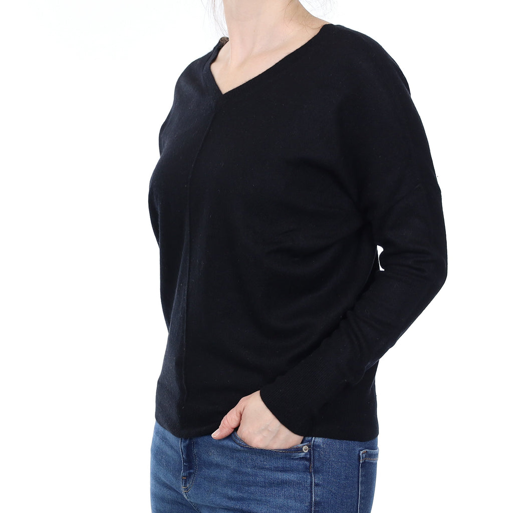 All Saints Black Cashmere Batwing V Neck Jumper Small