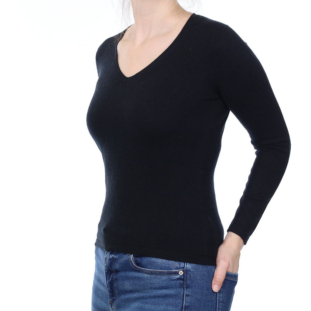 Black Cashmere V Neck Jumper Small