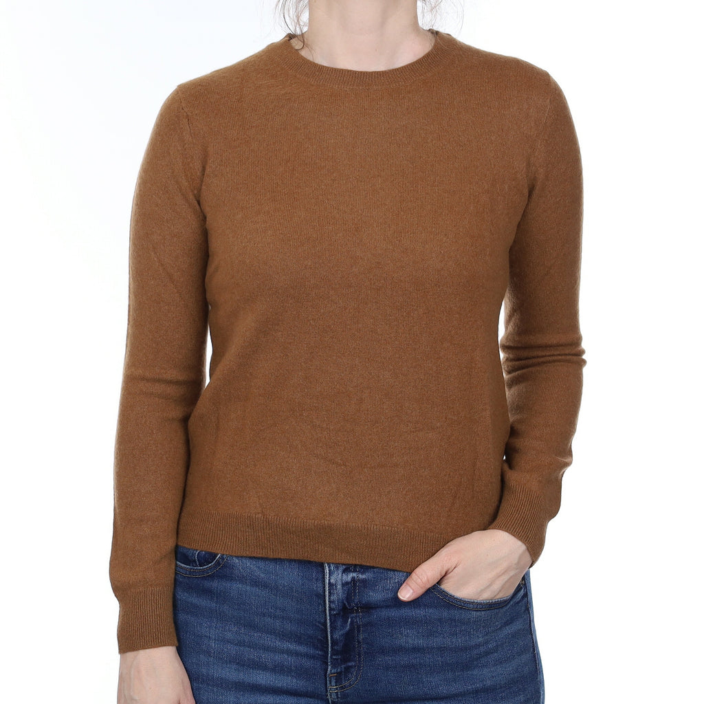 Chestnut Brown Cashmere Crew Neck Jumper Small