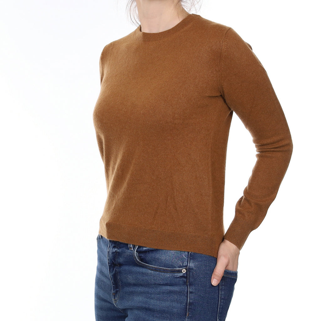 Chestnut Brown Cashmere Crew Neck Jumper Small
