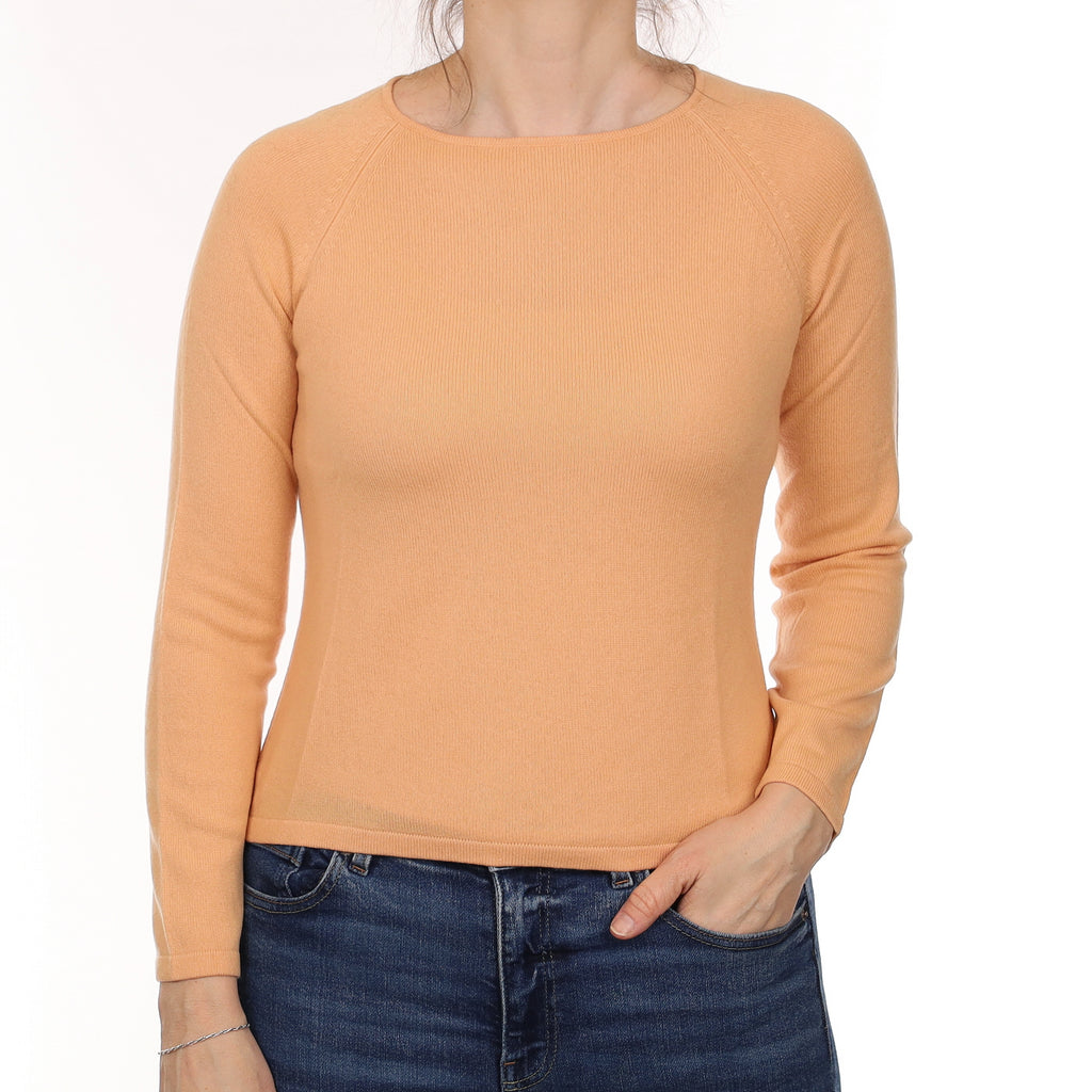 Apricot Orange Cashmere Crew Neck Jumper Small