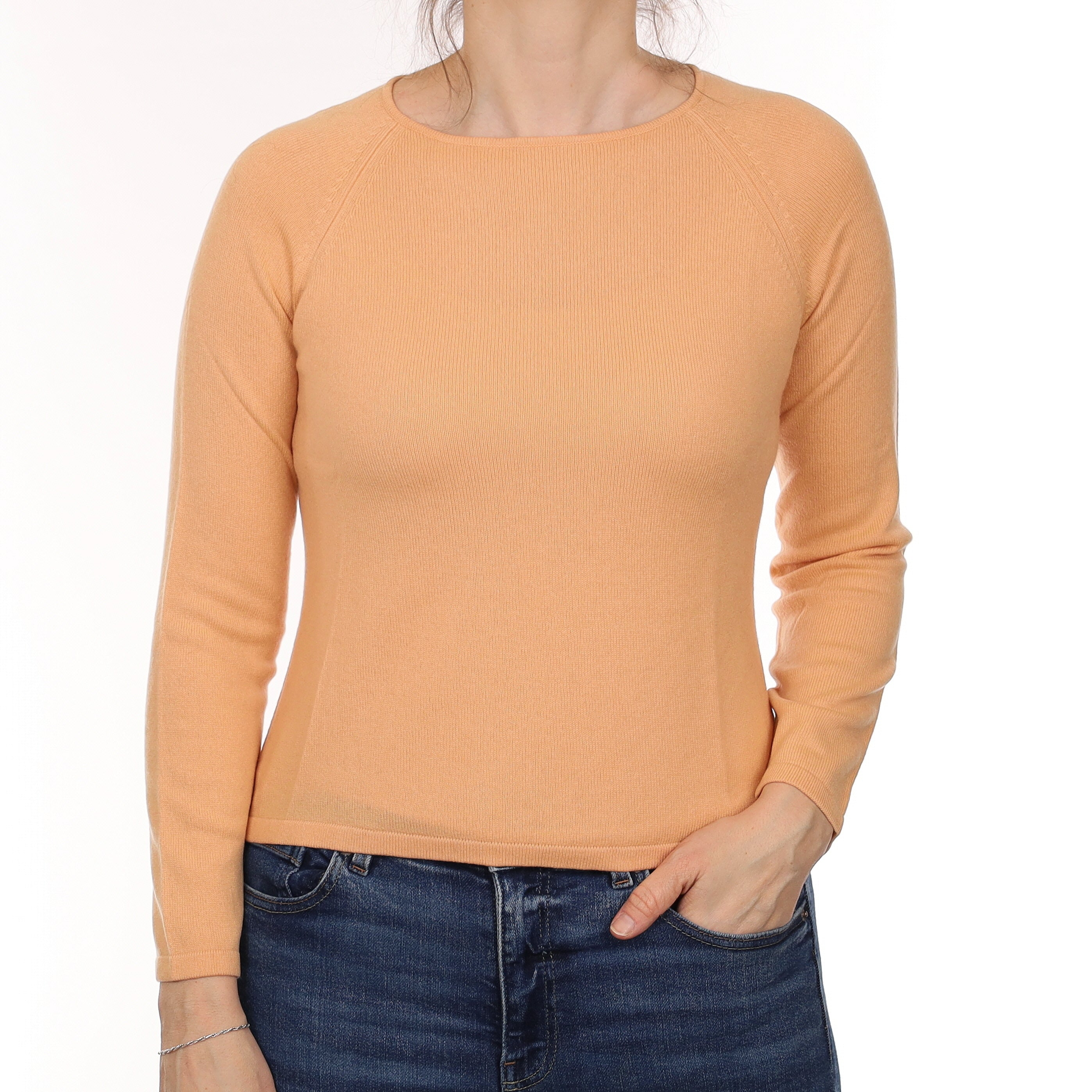 Apricot Orange Cashmere Crew Neck Jumper Small