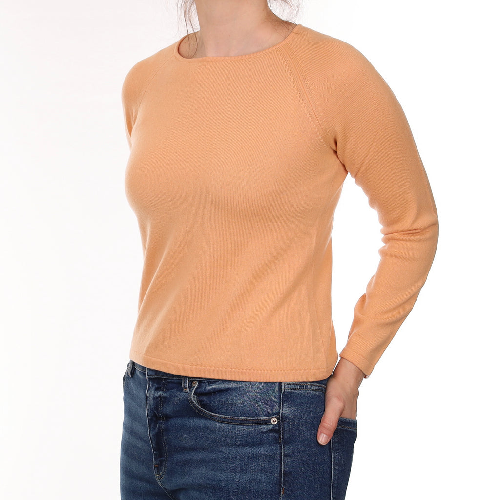 Apricot Orange Cashmere Crew Neck Jumper Small