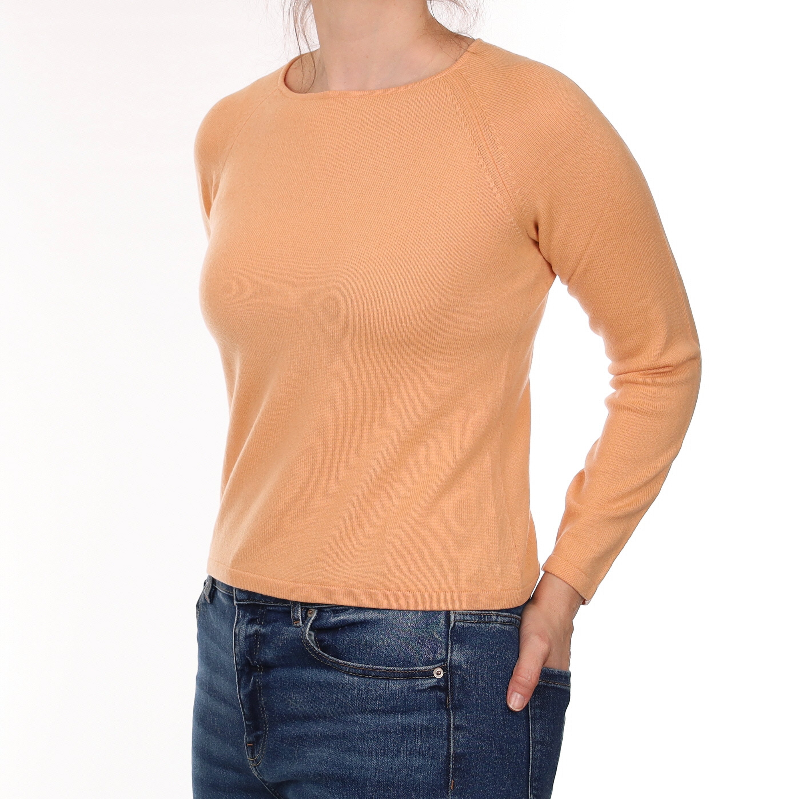 Apricot Orange Cashmere Crew Neck Jumper Small