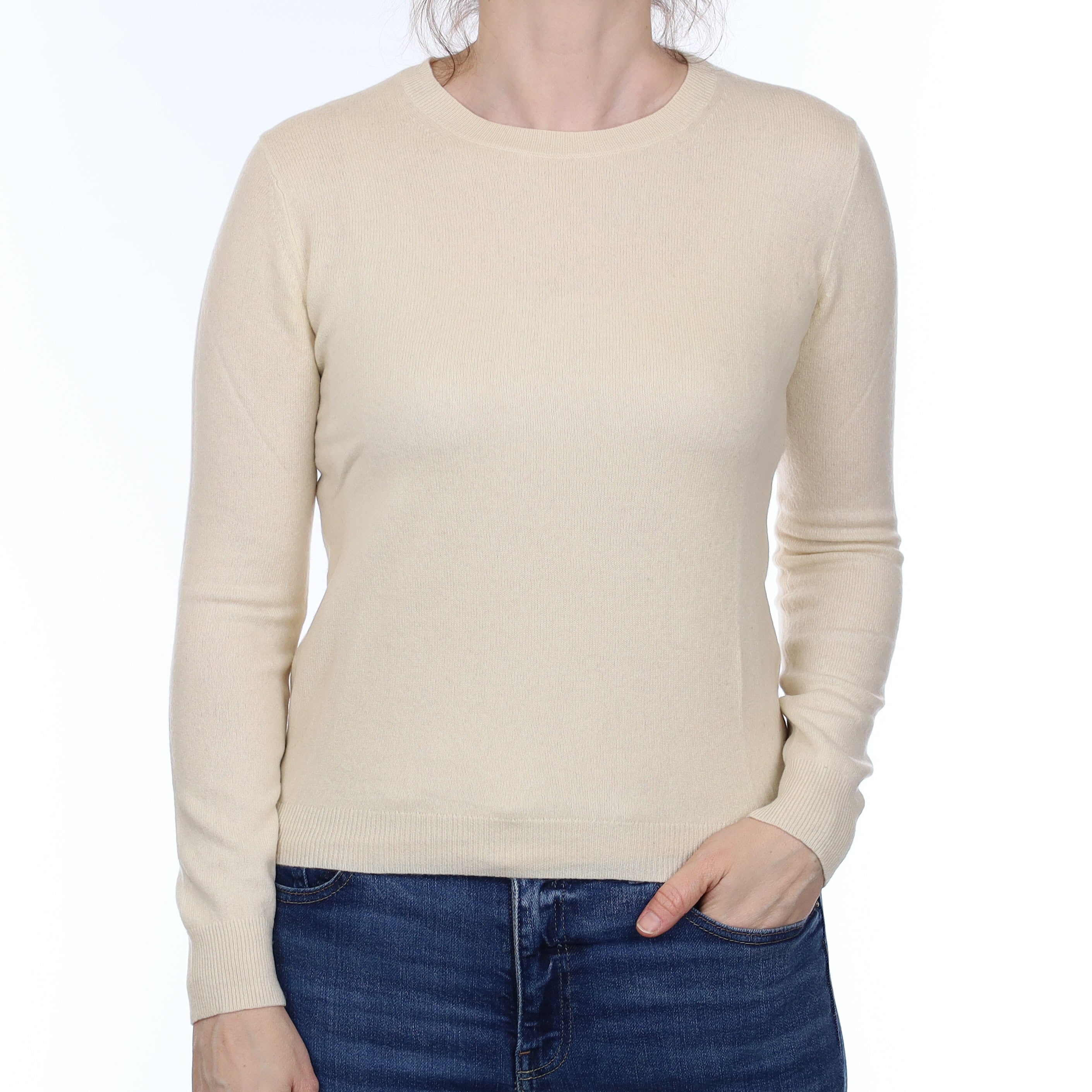 Vanilla Cream Cashmere Crew Neck Jumper Small
