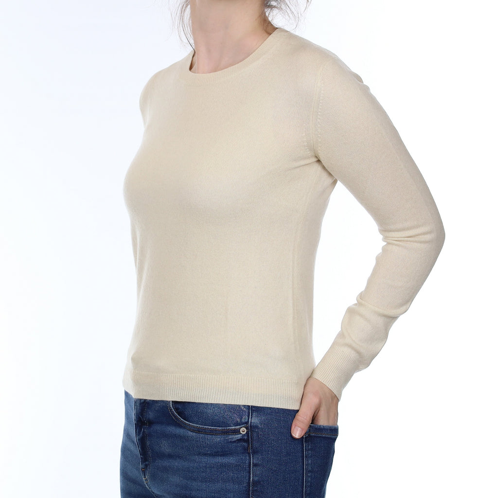 Vanilla Cream Cashmere Crew Neck Jumper Small