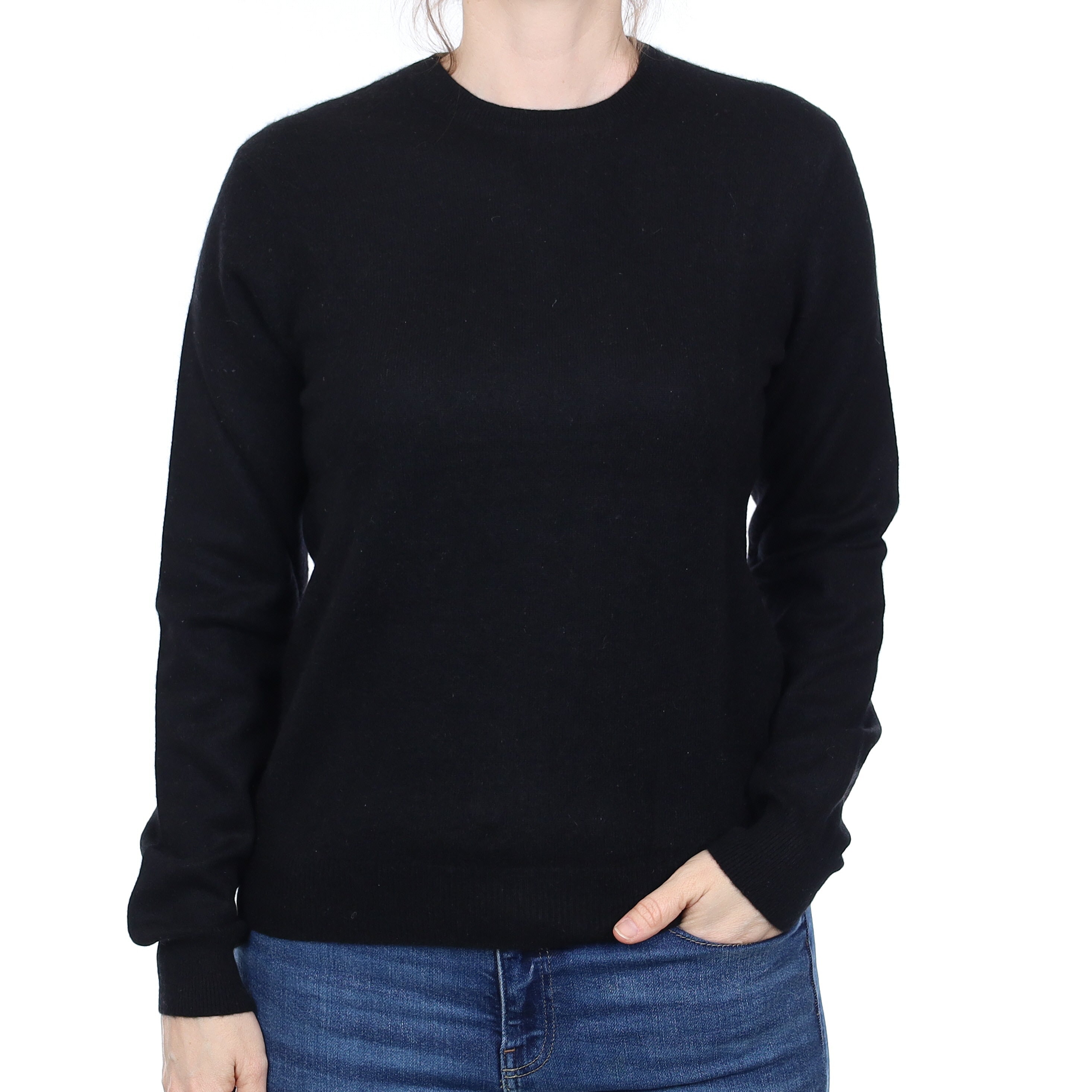 Black Cashmere Crew Neck Jumper Small