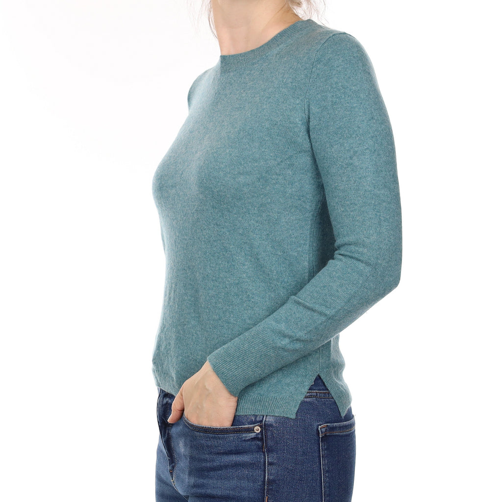 Sea Green Marl Cashmere Crew Neck Jumper Small