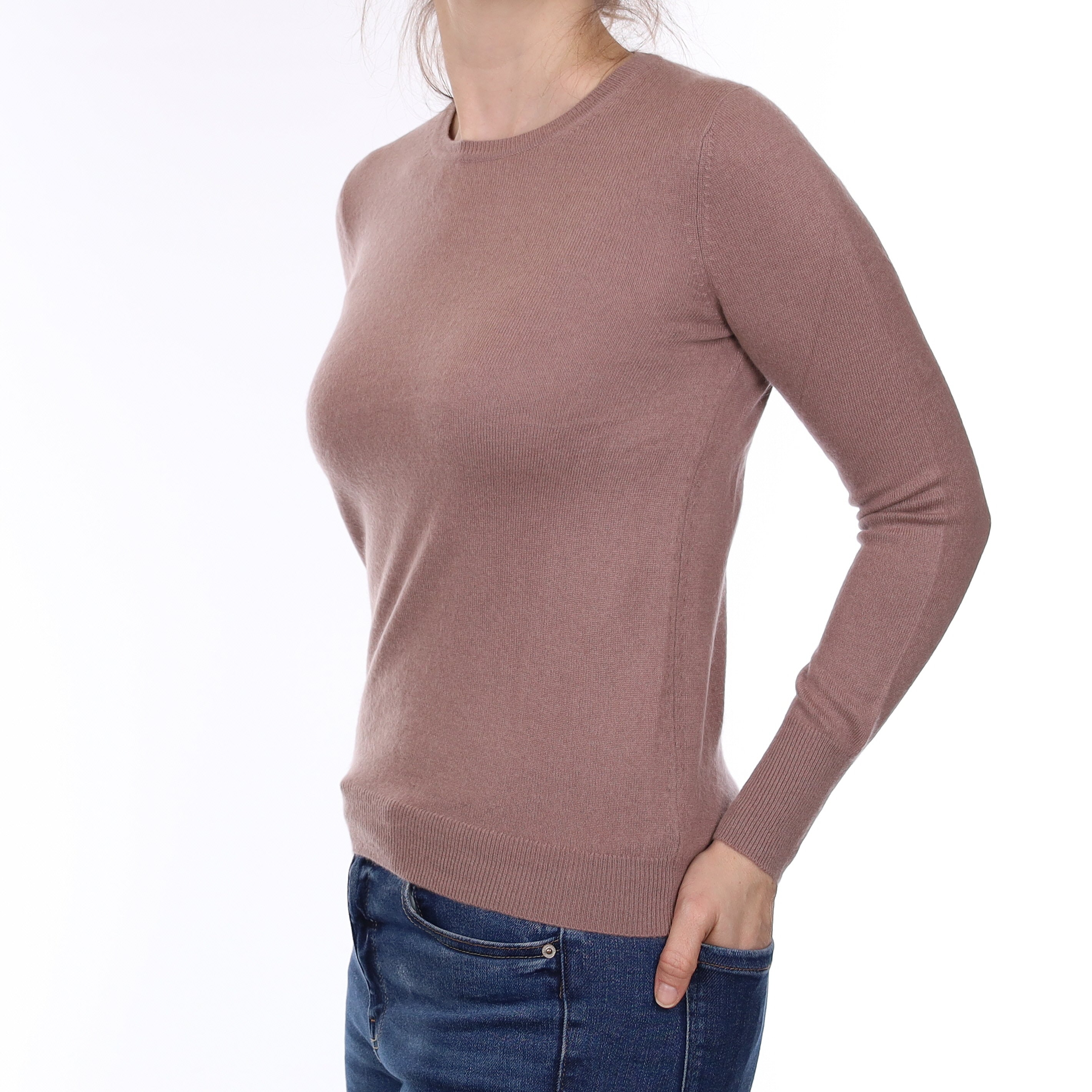 Antique Mauve Cashmere Crew Neck Jumper Small