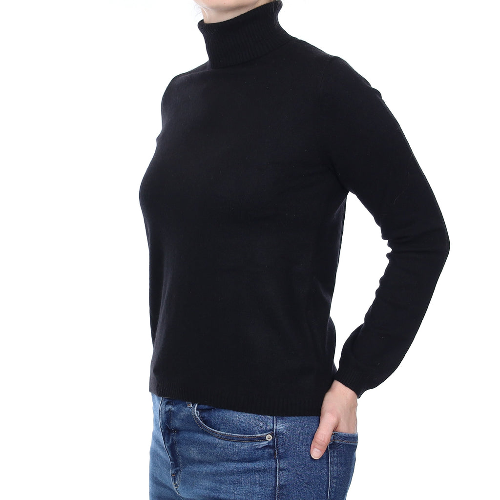 Neiman Marcus Black Cashmere Polo Neck Jumper Small