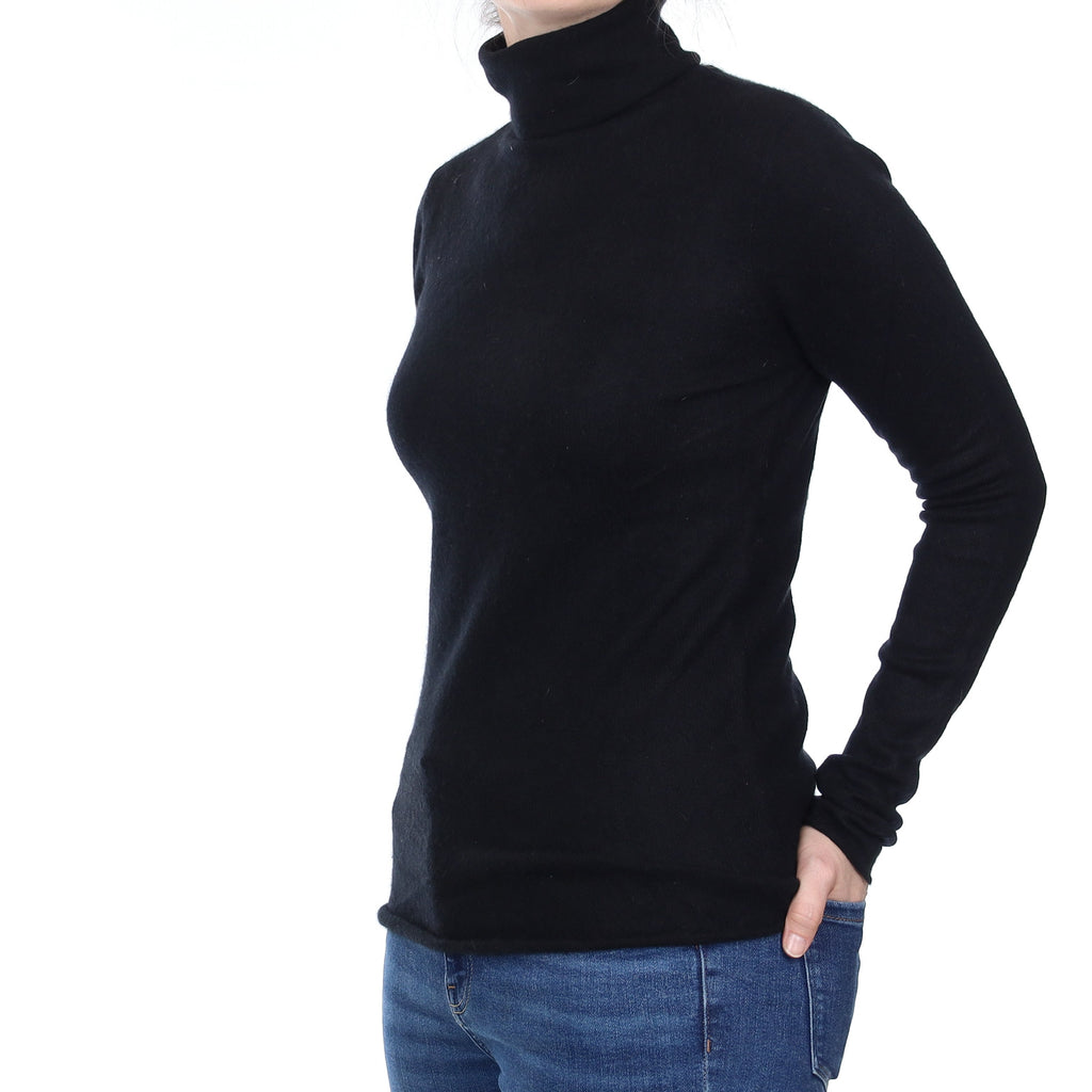 Black Cashmere Funnel Neck Jumper Small