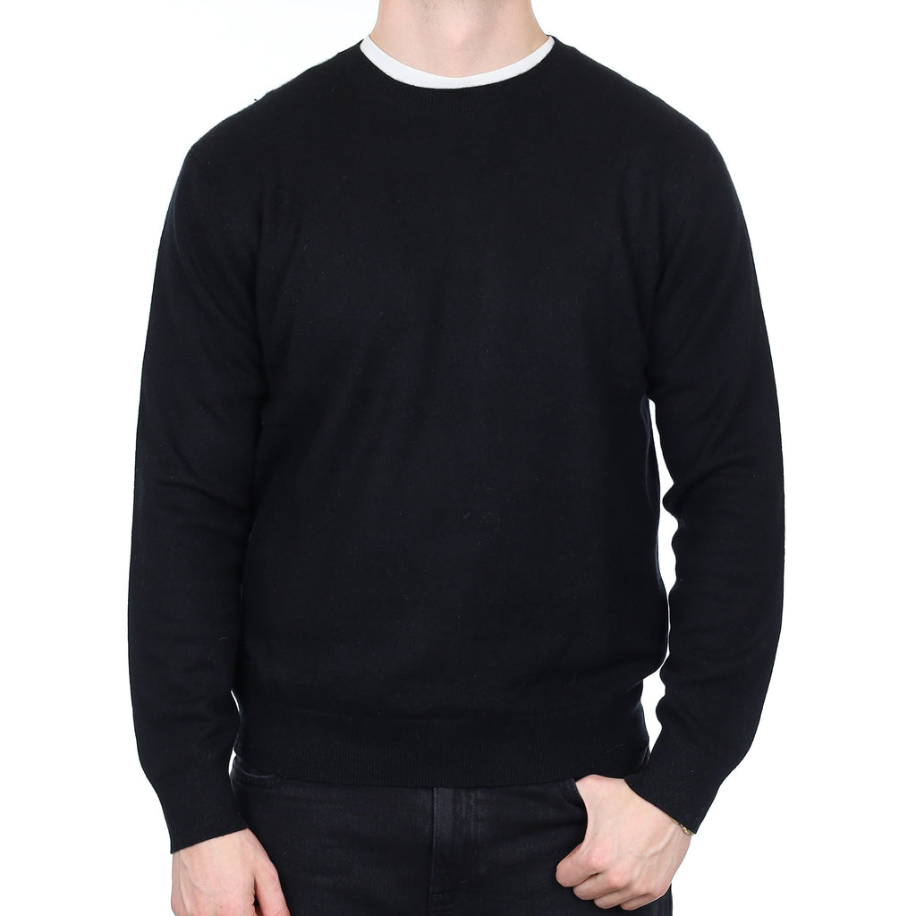 Men's Black Cashmere Crew Neck Jumper XL