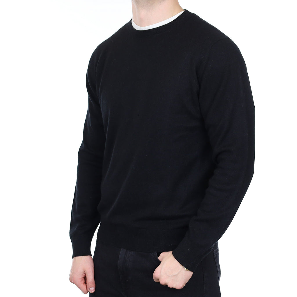 Men's Black Cashmere Crew Neck Jumper XL