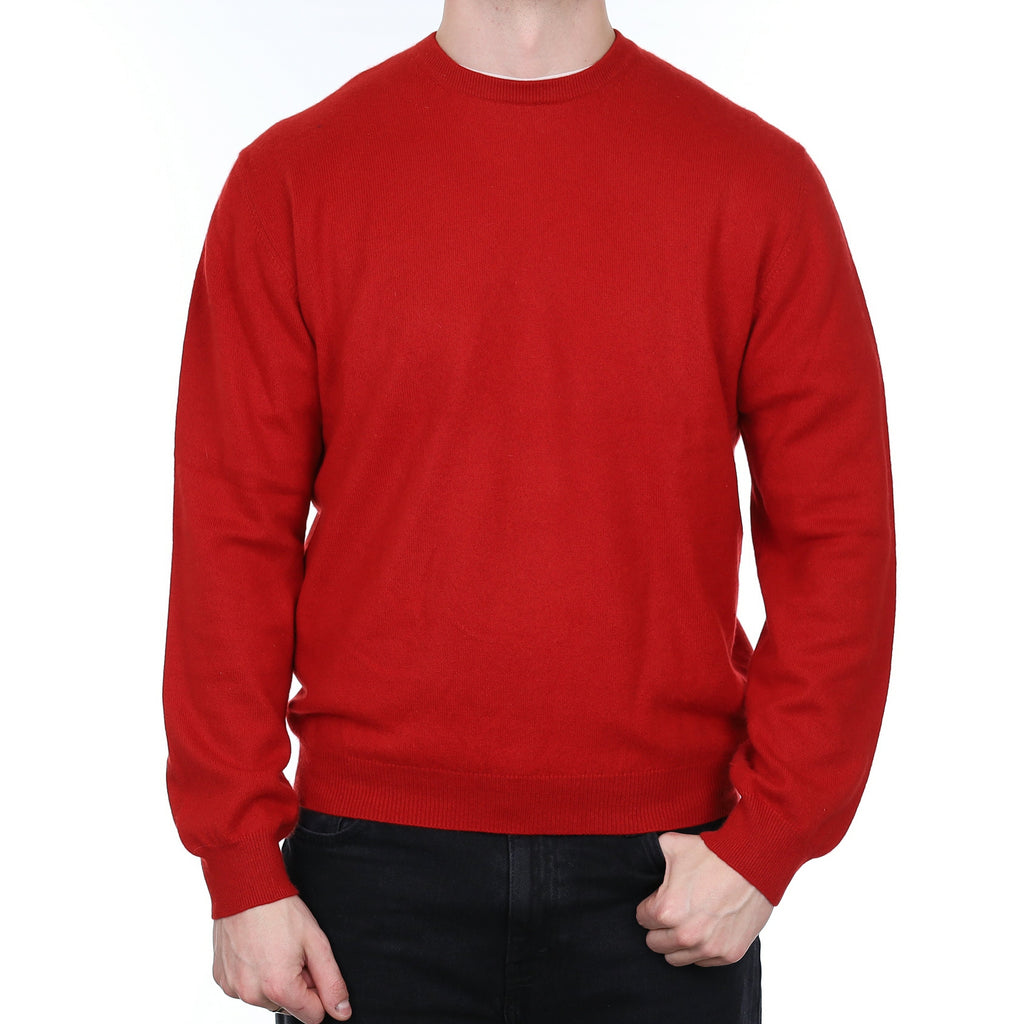 Men's Spanish Red Cashmere Crew Neck Jumper XL