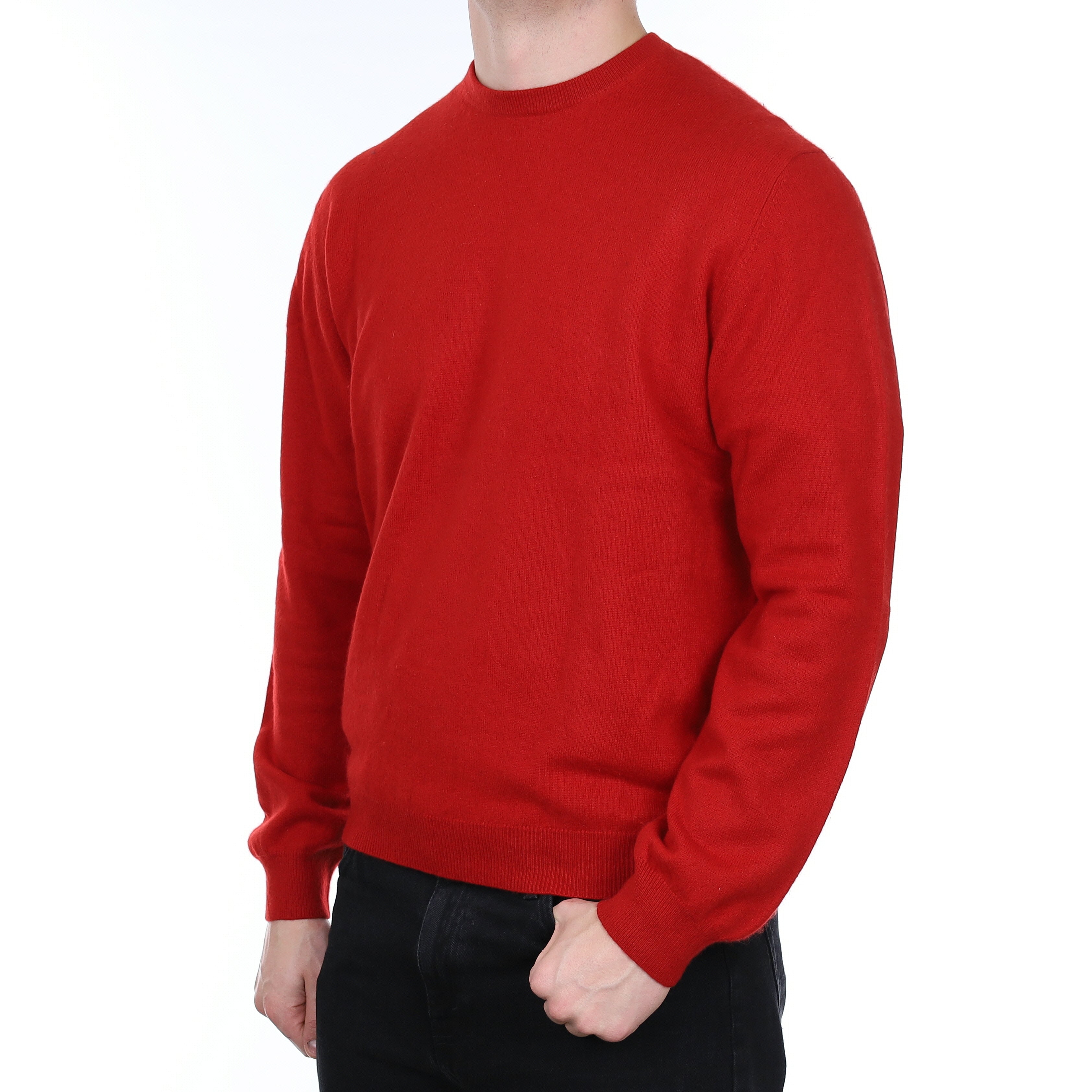 Men's Spanish Red Cashmere Crew Neck Jumper XL