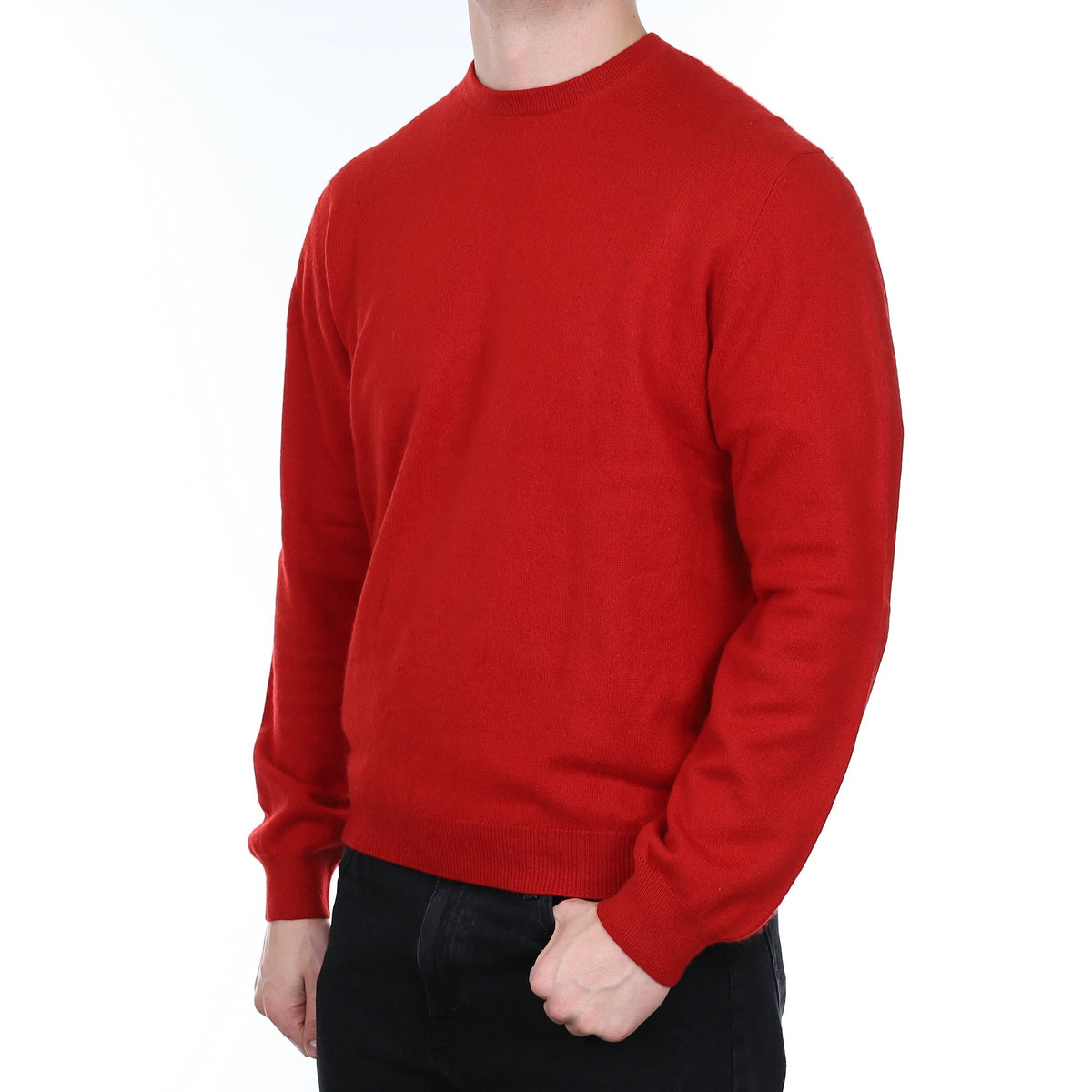 Men's Spanish Red Cashmere Crew Neck Jumper XL