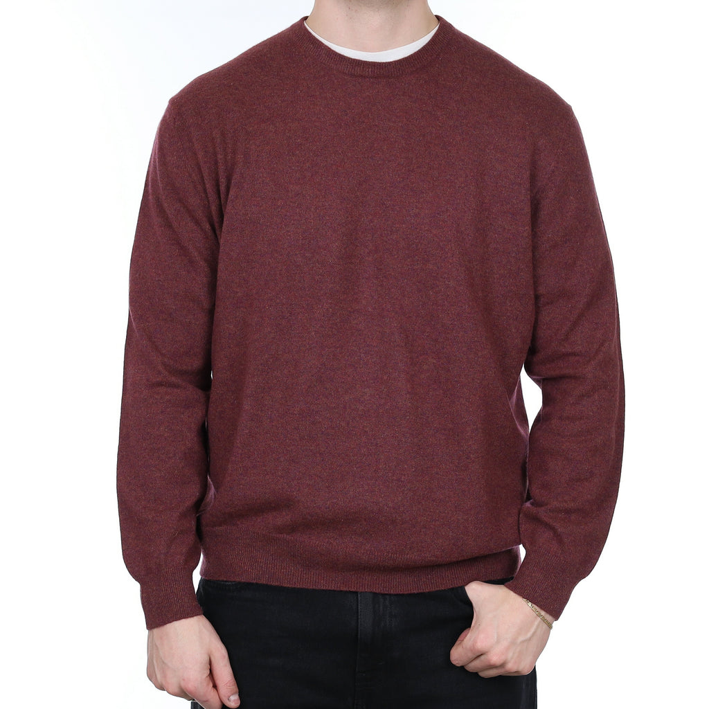 Men's Plum Purple Marl Cashmere Crew Neck Jumper XXL