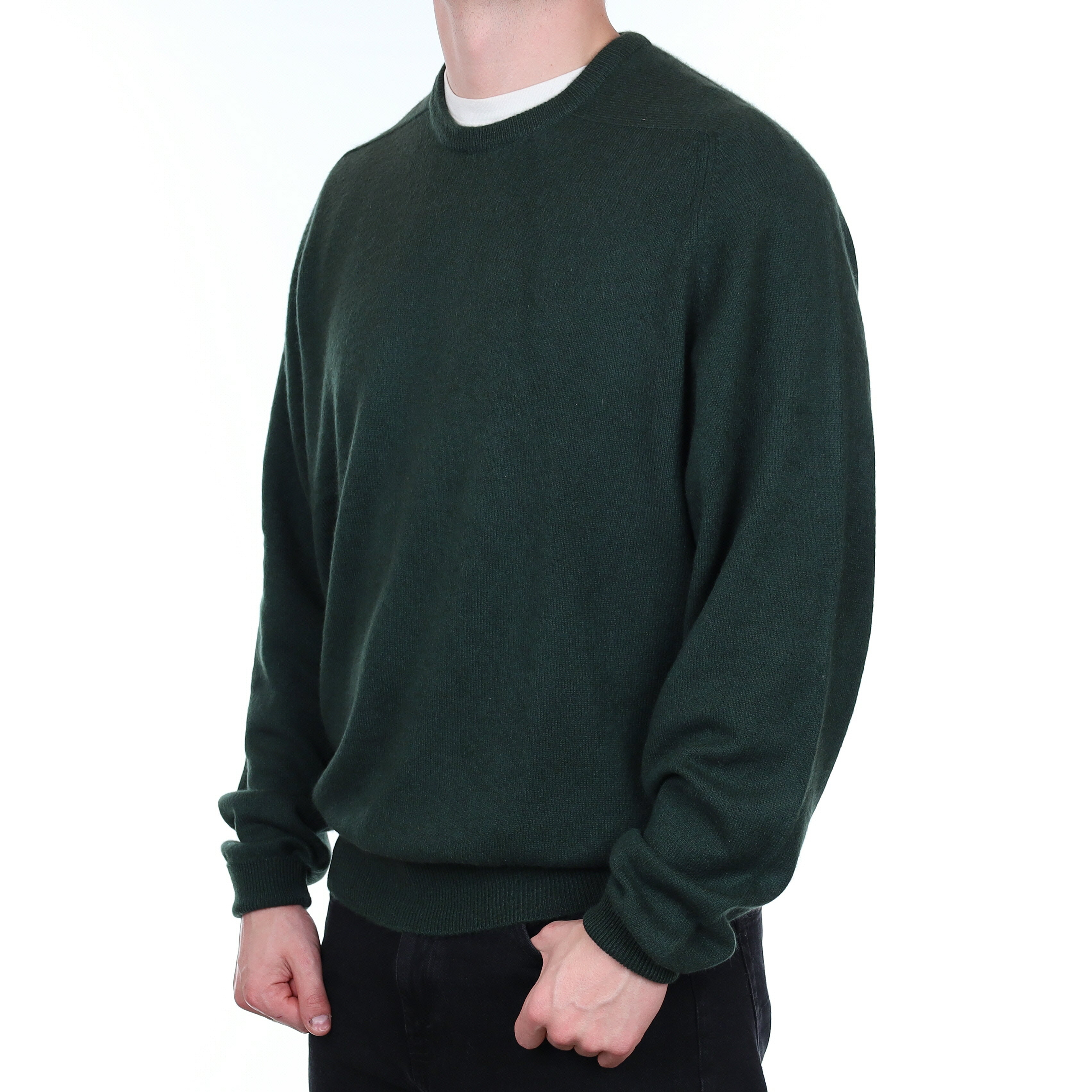 Men's British Deep County Green Cashmere Crew Neck Jumper XXL
