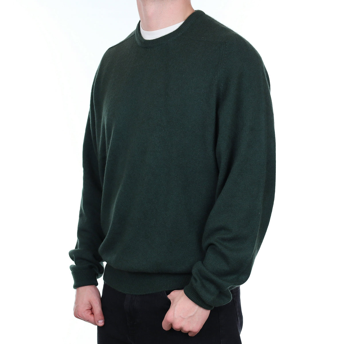 Men's British Deep County Green Cashmere Crew Neck Jumper XXL