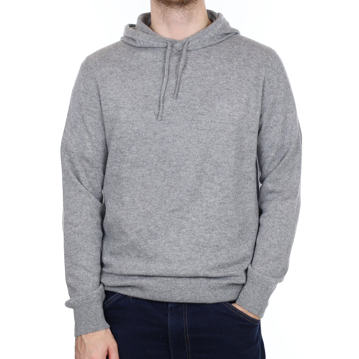 Men's Smoke Grey Cashmere Hoodie Jumper Large