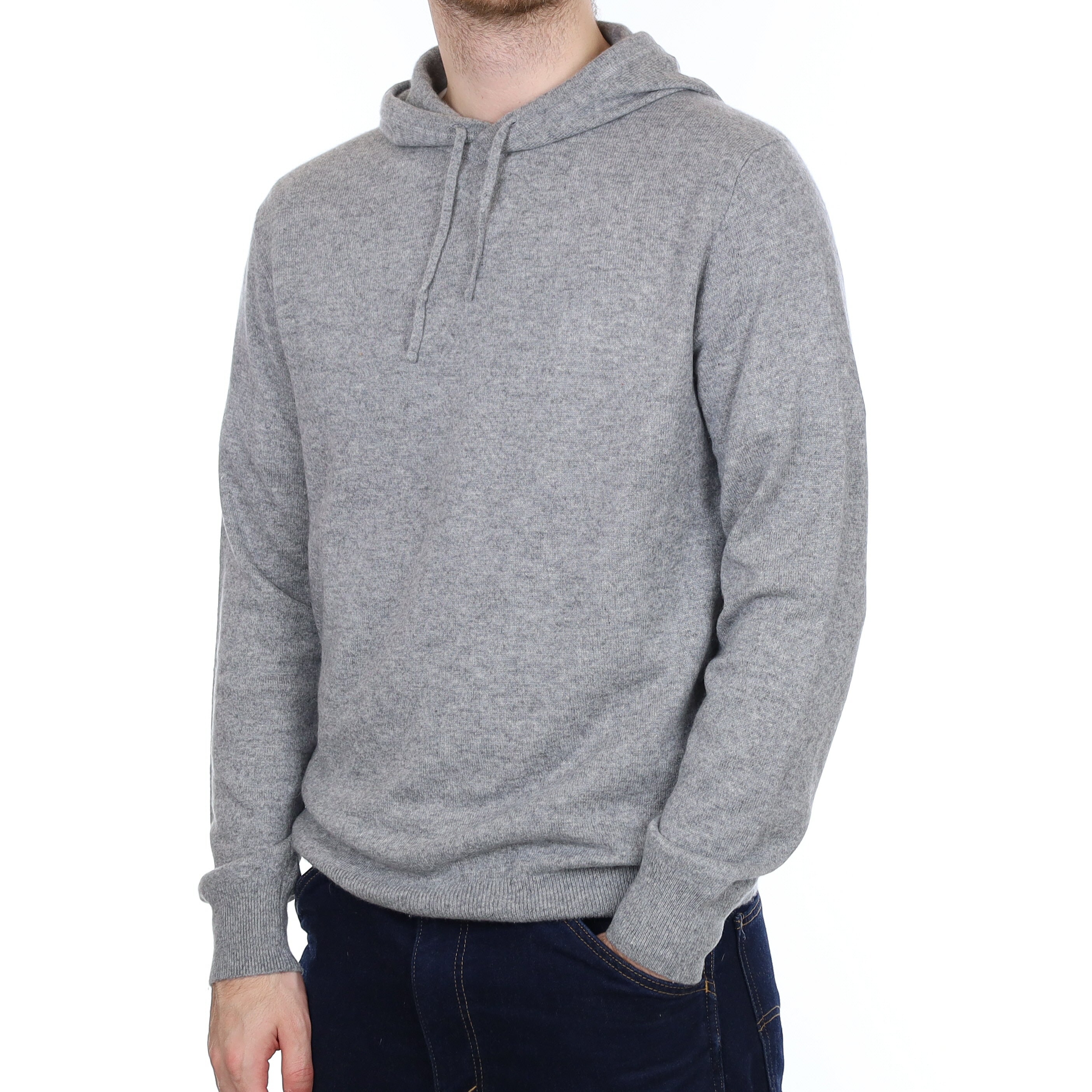 Men's Smoke Grey Cashmere Hoodie Jumper Large