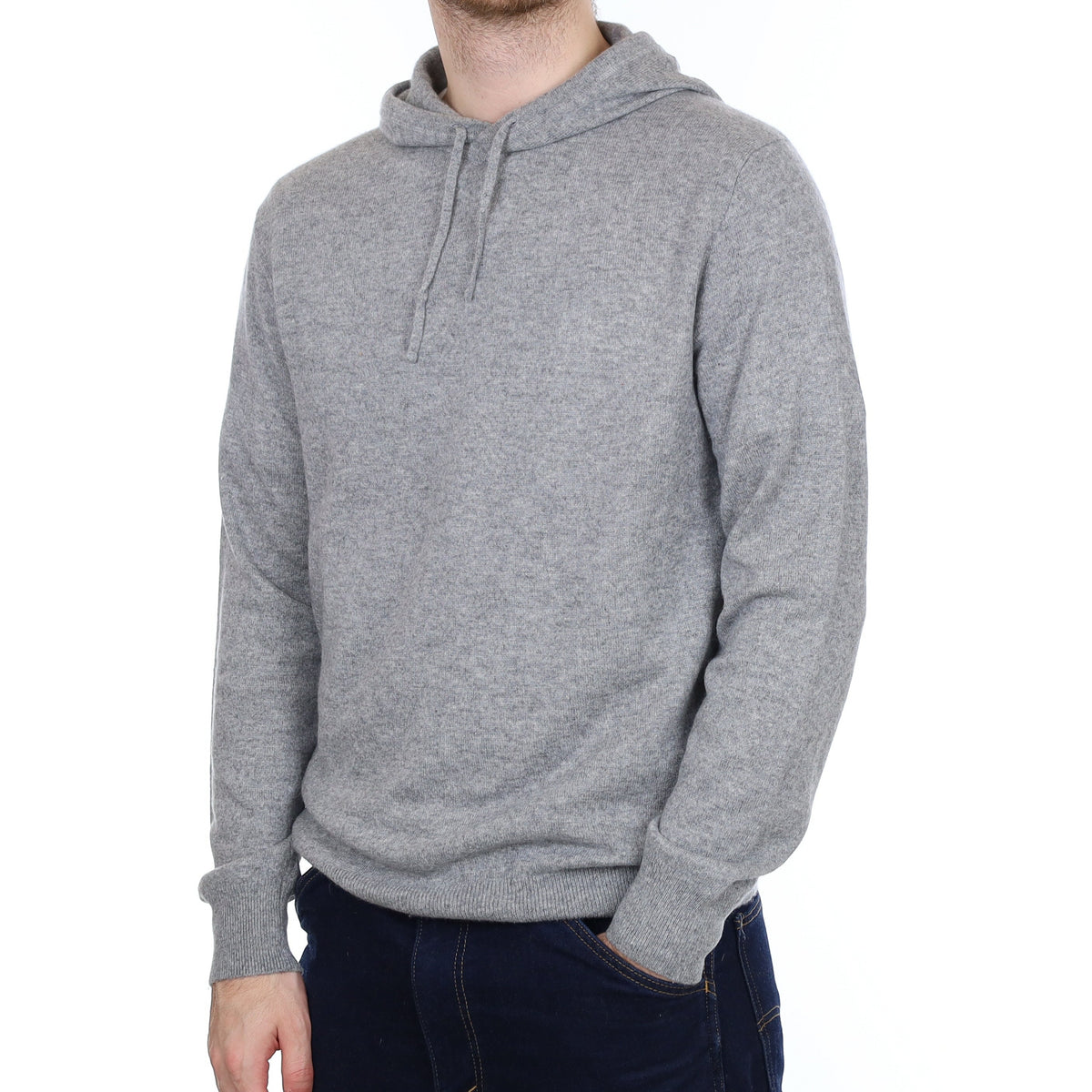 Men's Smoke Grey Cashmere Hoodie Jumper Large