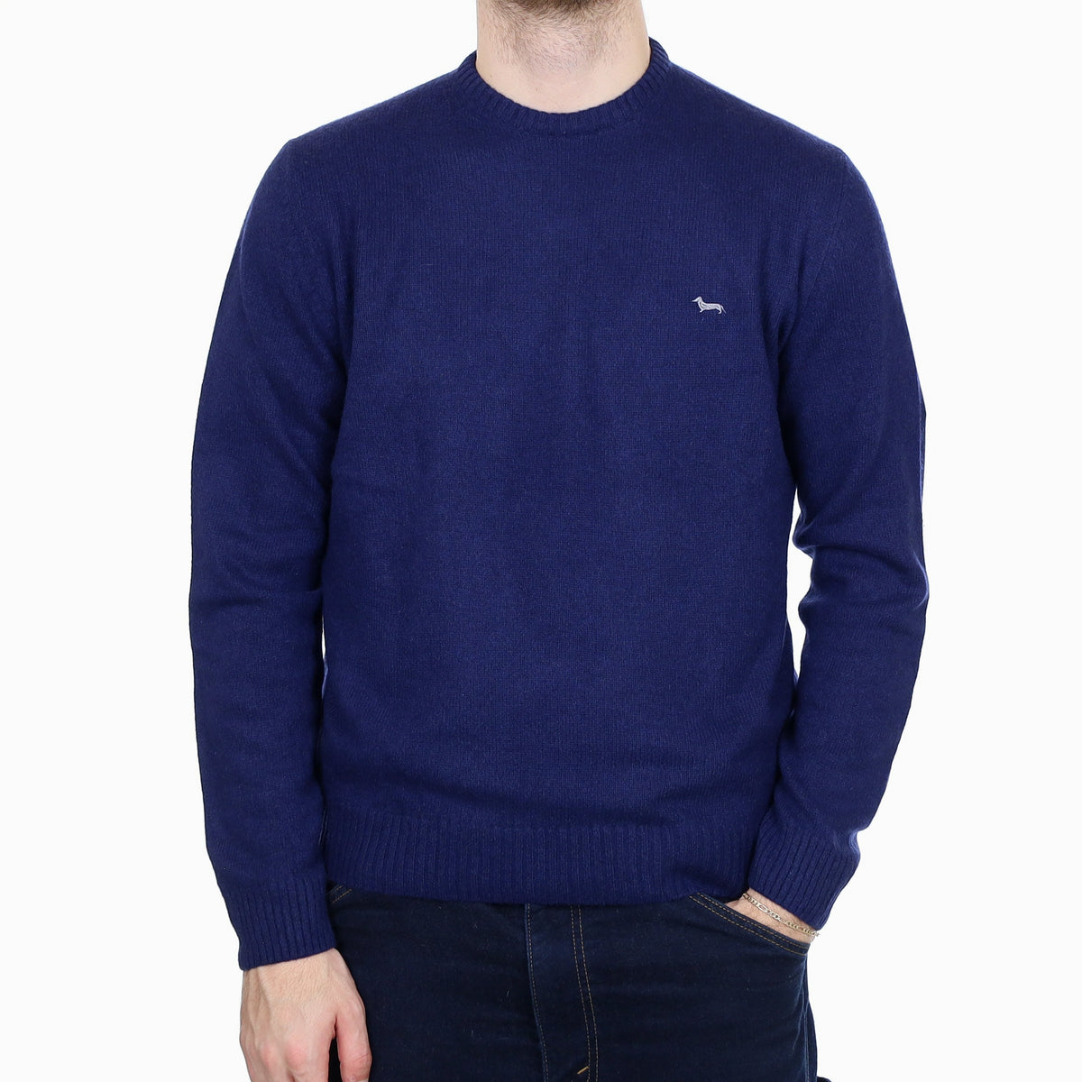 Men's French Navy Cashmere Crew Neck Jumper Large