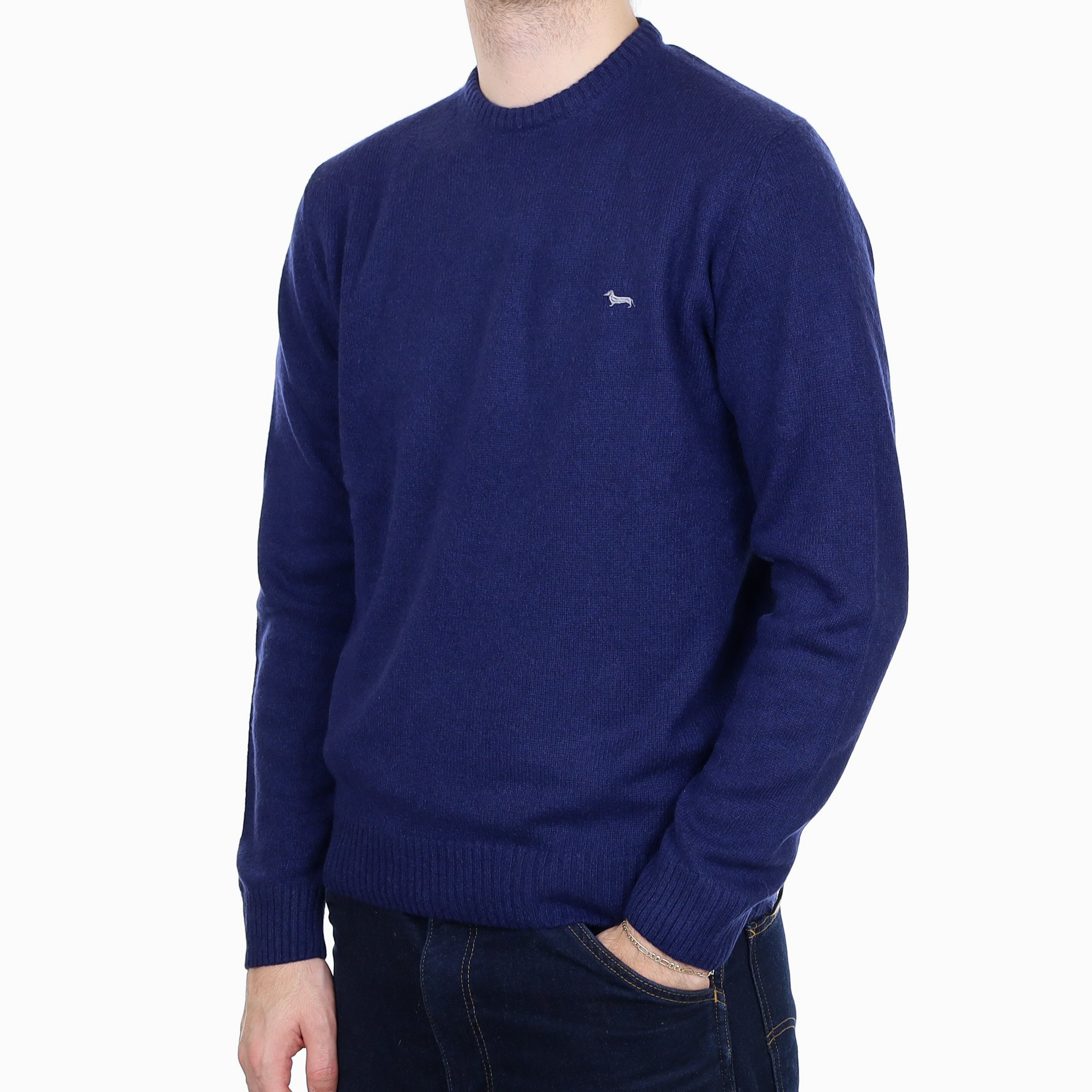 Men's French Navy Cashmere Crew Neck Jumper Large