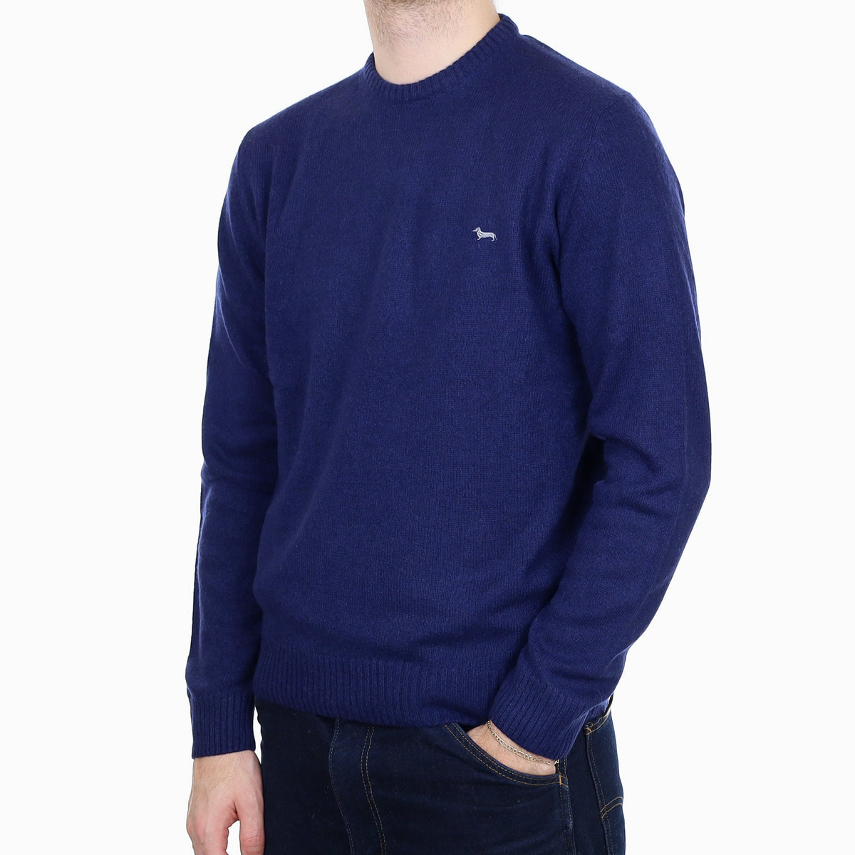 Men's French Navy Cashmere Crew Neck Jumper Large