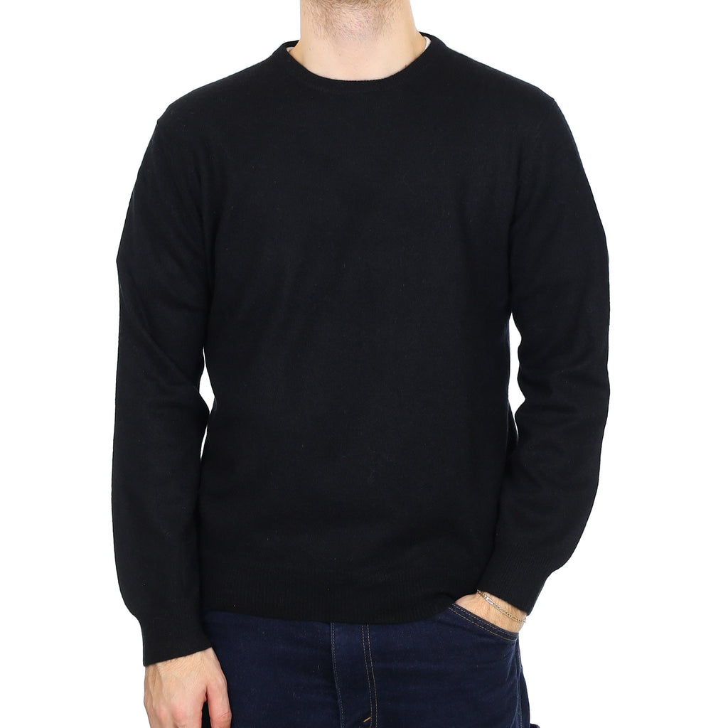 Men's Black Cashmere Crew Neck Jumper Large