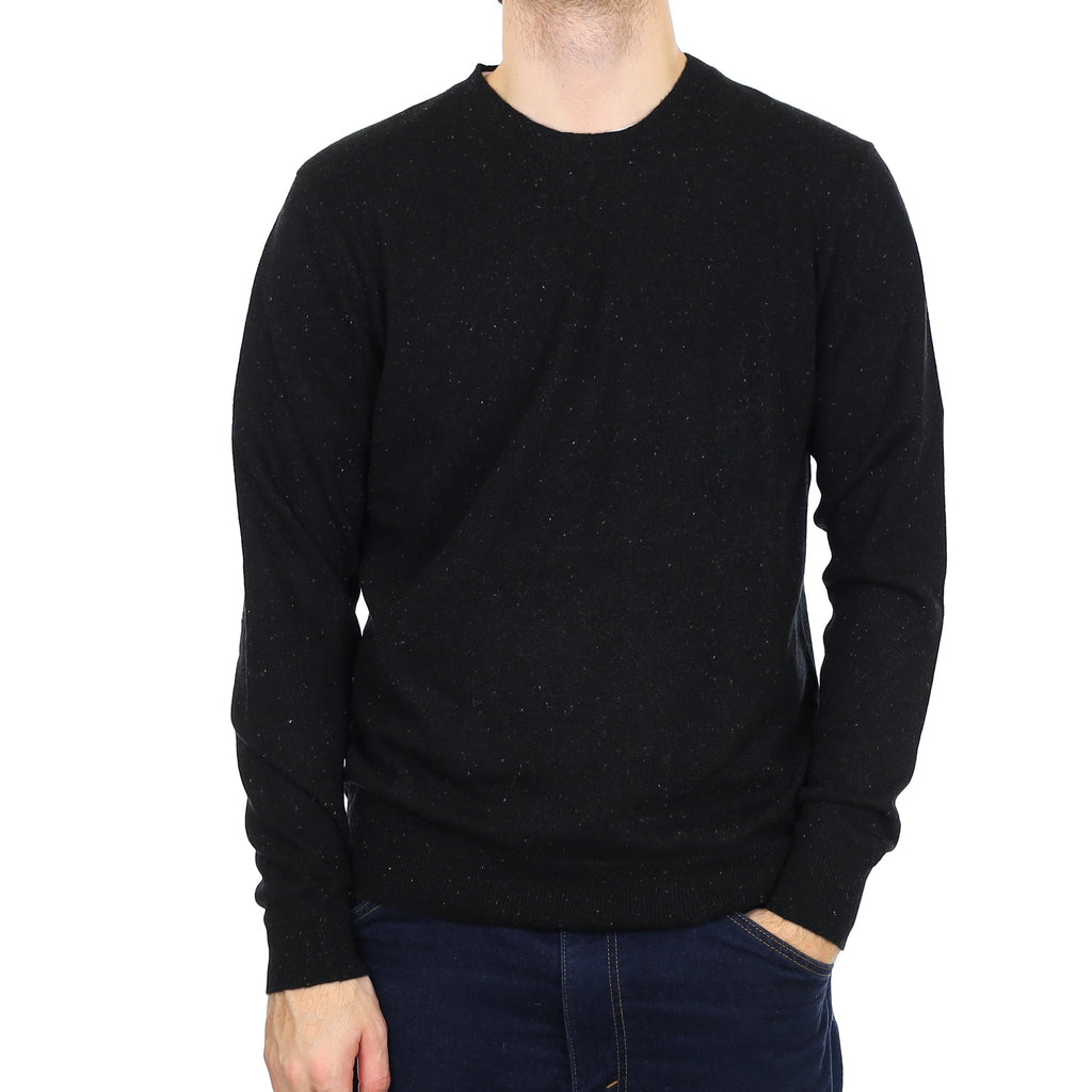 Men's Neiman Marcus Black Fleck Cashmere Crew Neck Jumper Large