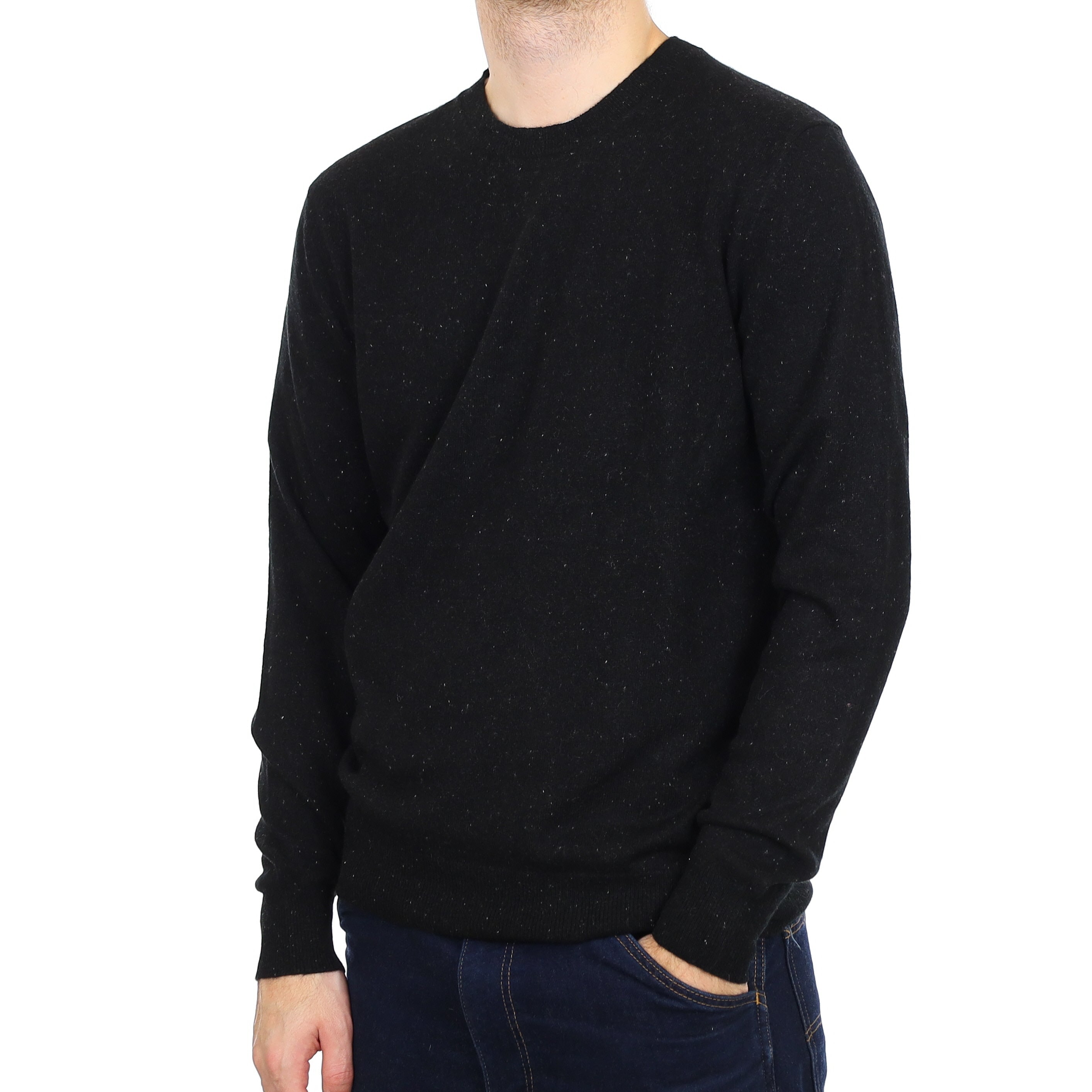 Men's Neiman Marcus Black Fleck Cashmere Crew Neck Jumper Large